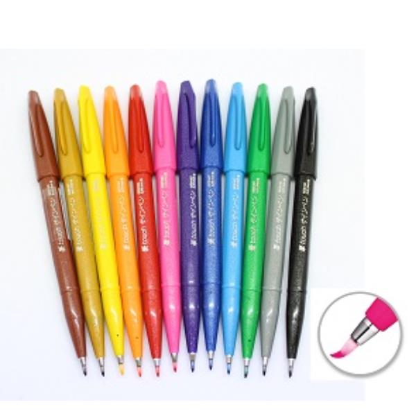 Penna a pennello Pentel Brush Sign con punta 0.5mm, modello SES15C, colore grigio e codice CF10, marca PENTEL. 4902506287243 | initpc.it