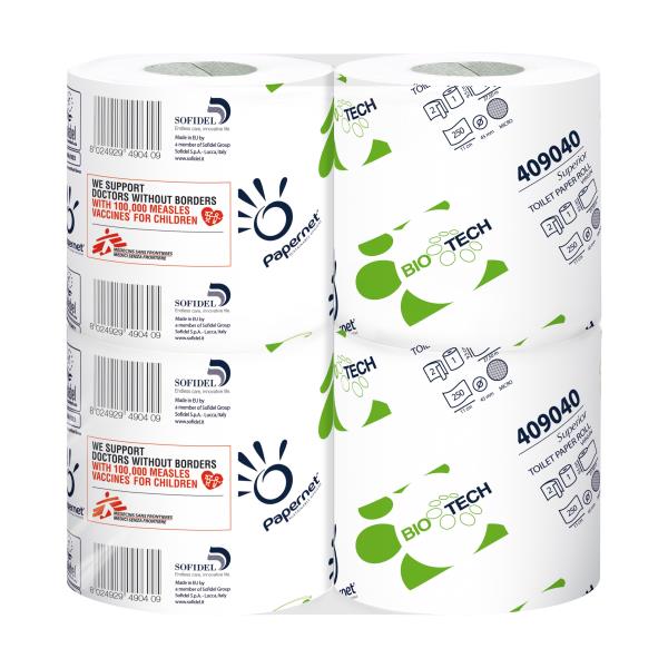 Carta igienica jumbo mini da cucina, marca Papernet, misura 24x4 cm, congelata per ambiente umido. 8024929990404 | initpc.it