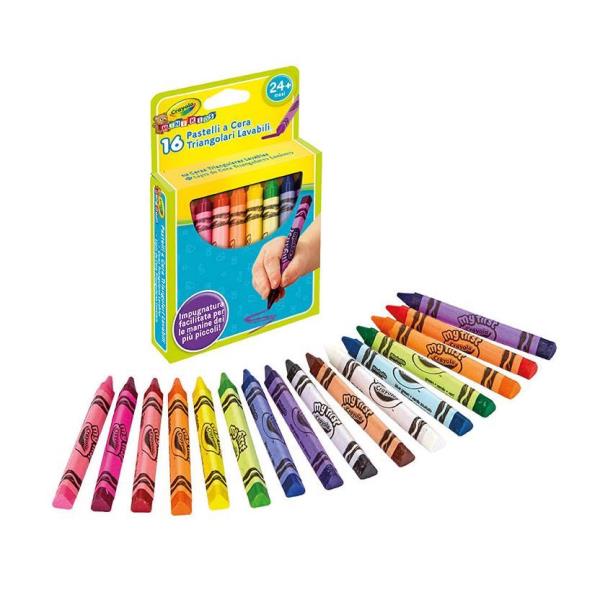 Immagine di un paio di pastelli a cera per bambini con forma triangolare e marchio Crayola. 0071662020163 | initpc.it
