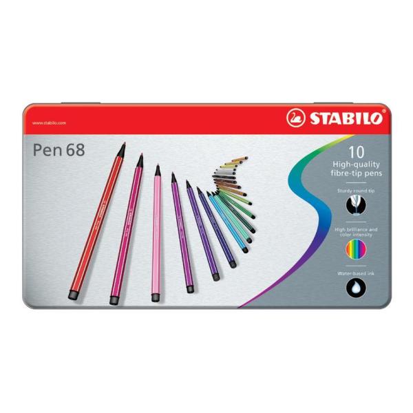 AST10 Scatola di pennarelli Stabilo Pen 68, 1mm, confezione da 10 pezzi, assortimento per vari usi. 4006381327145 | initpc.it