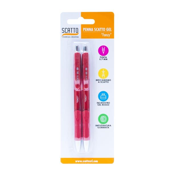 Penna a sfera in gel da disegno e scrittura, misura 0.7mm, colore rosso, marca Scatto 8027217010334 | initpc.it