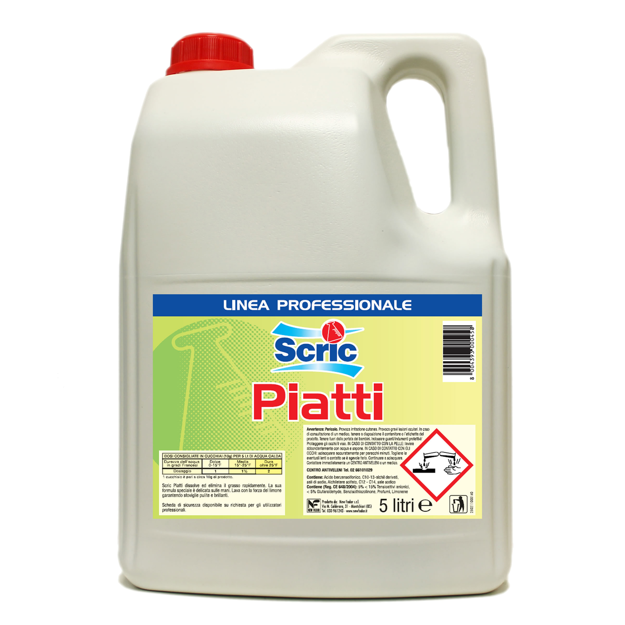 Detergente per piatti scric liquido 5 litri efficace contro grasso 08004393002391
