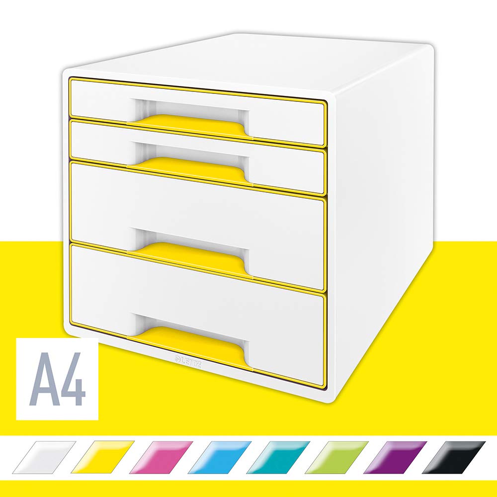 Cassettiera Wow cube 4 cassetti bianco/giallo metallizzato