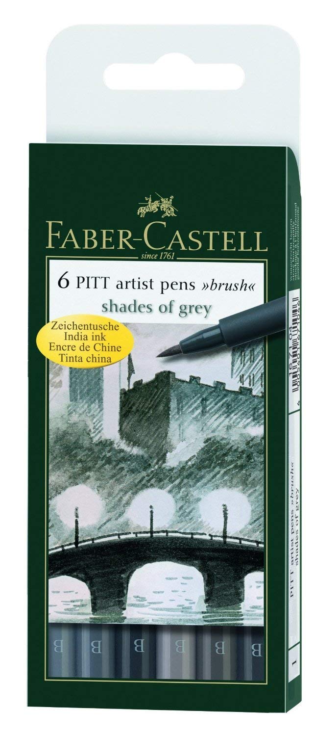 Artist Pen brush Faber in busta 6 pz. col tonalita grigio