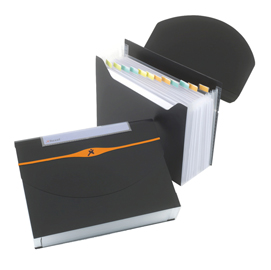 Cartella a soffietto in plastica nera da 23x33 cm con 13 tasche 5028252088084