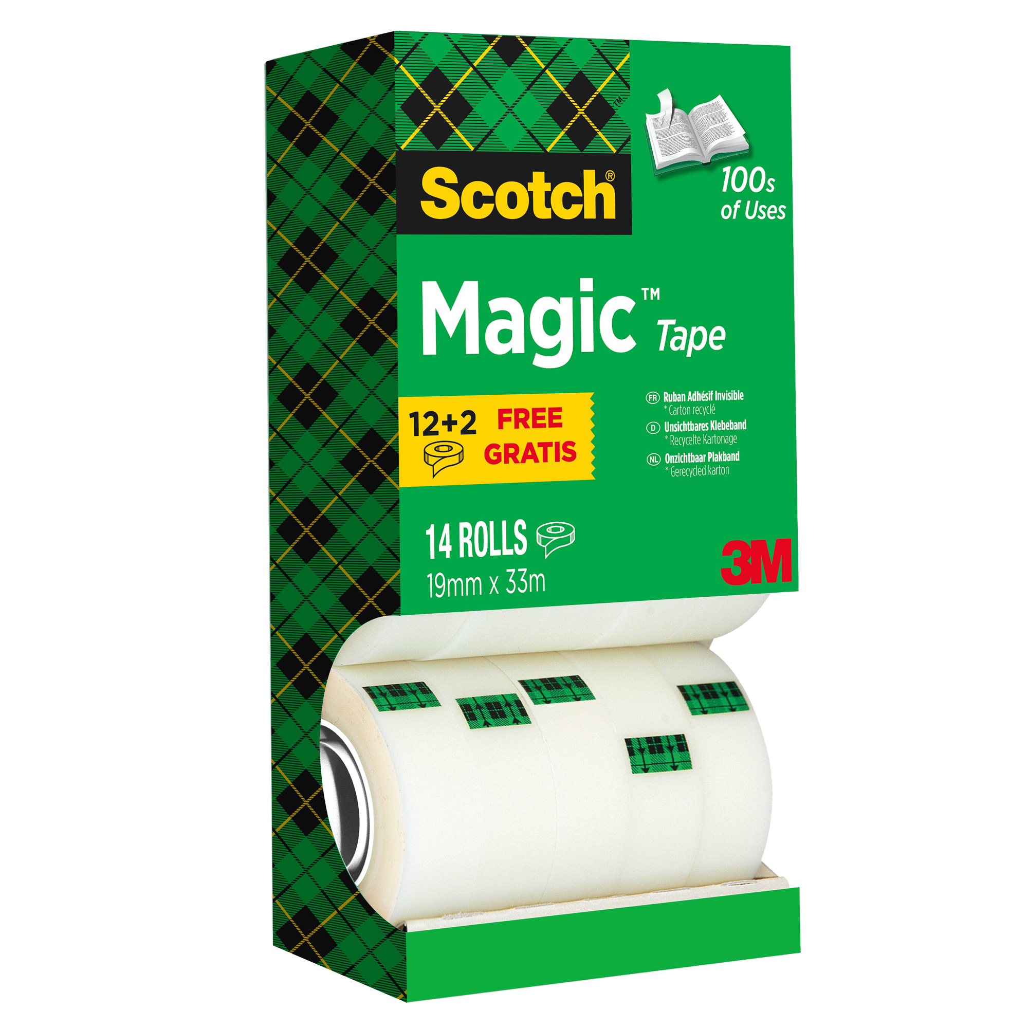 Nastro adesivo Magic 810 - permanente - 19 mm x 33 mt - trasparente - Scotch  - Multi Pack 12+2 rotoli