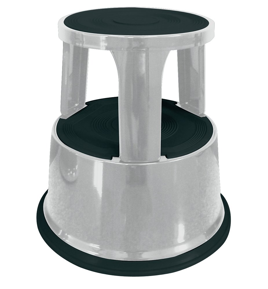 Sgabello tondo Q-Connect h 43 cm con rotelle in metallo grigio chiaro
