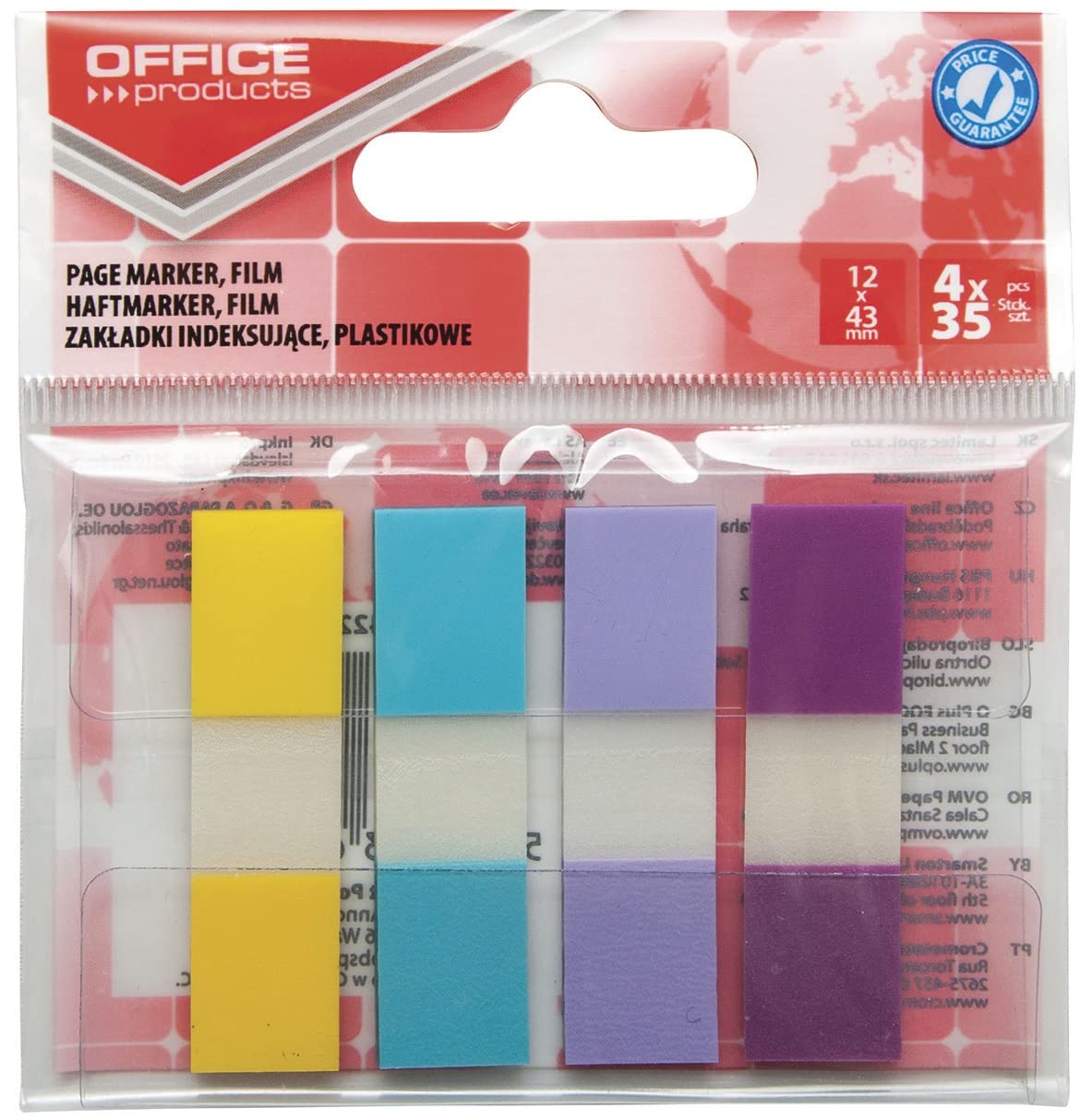 Segnapagina 12x43 mm Office Product blister da 4x35 blocchetti assortiti colori pastello - 14223824-99