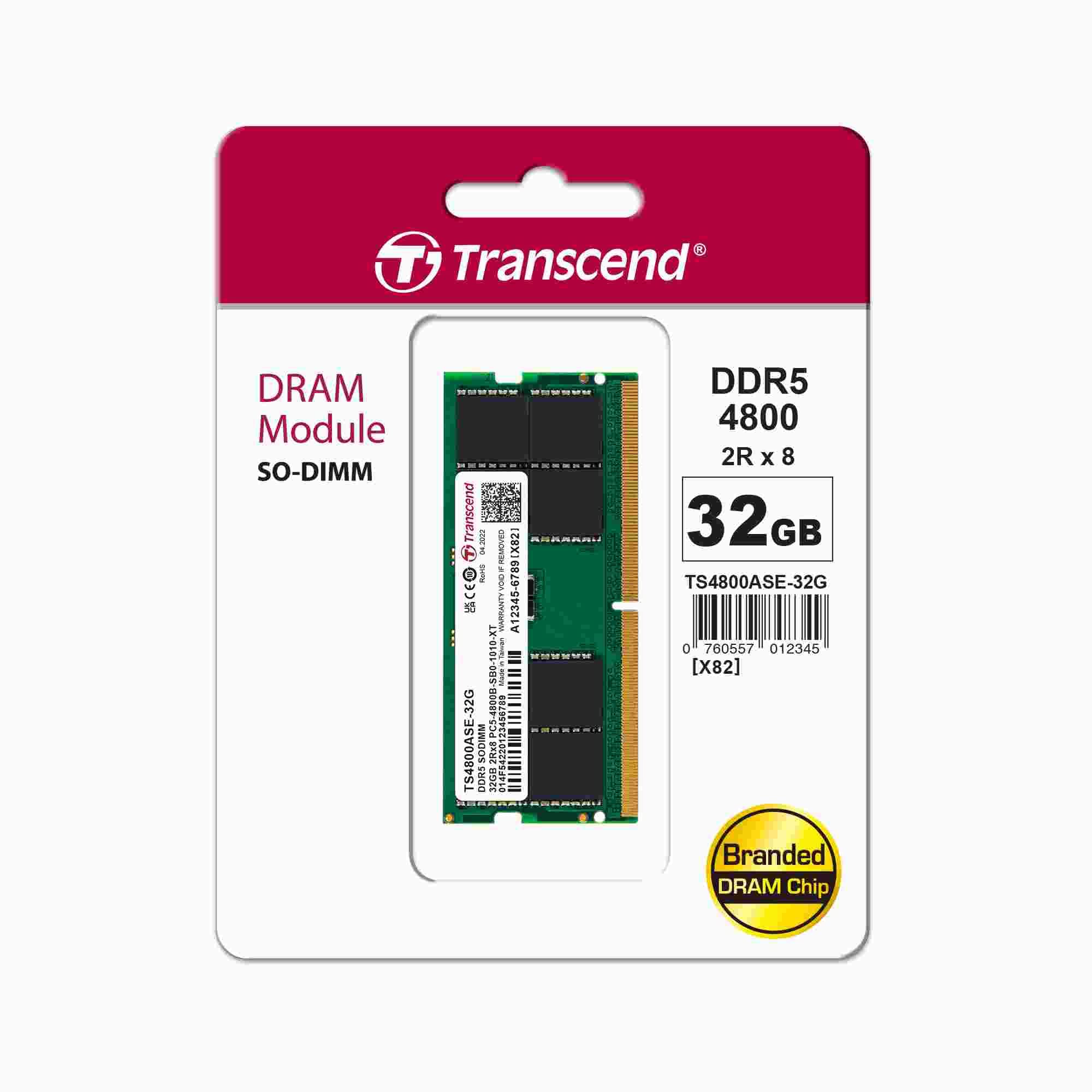 32GB DDR5 4800 SODIMM 2RX8 2GX8