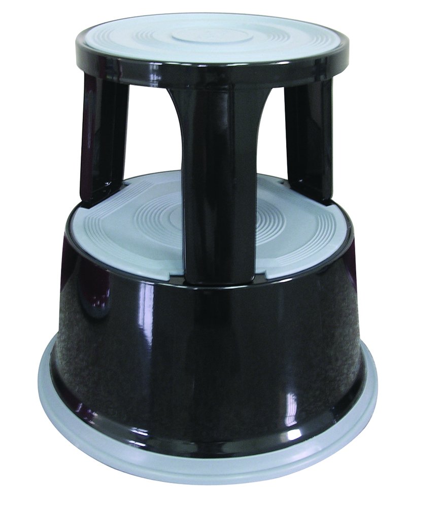 Sgabello tondo Q-Connect h 43 cm con rotelle in metallo nero