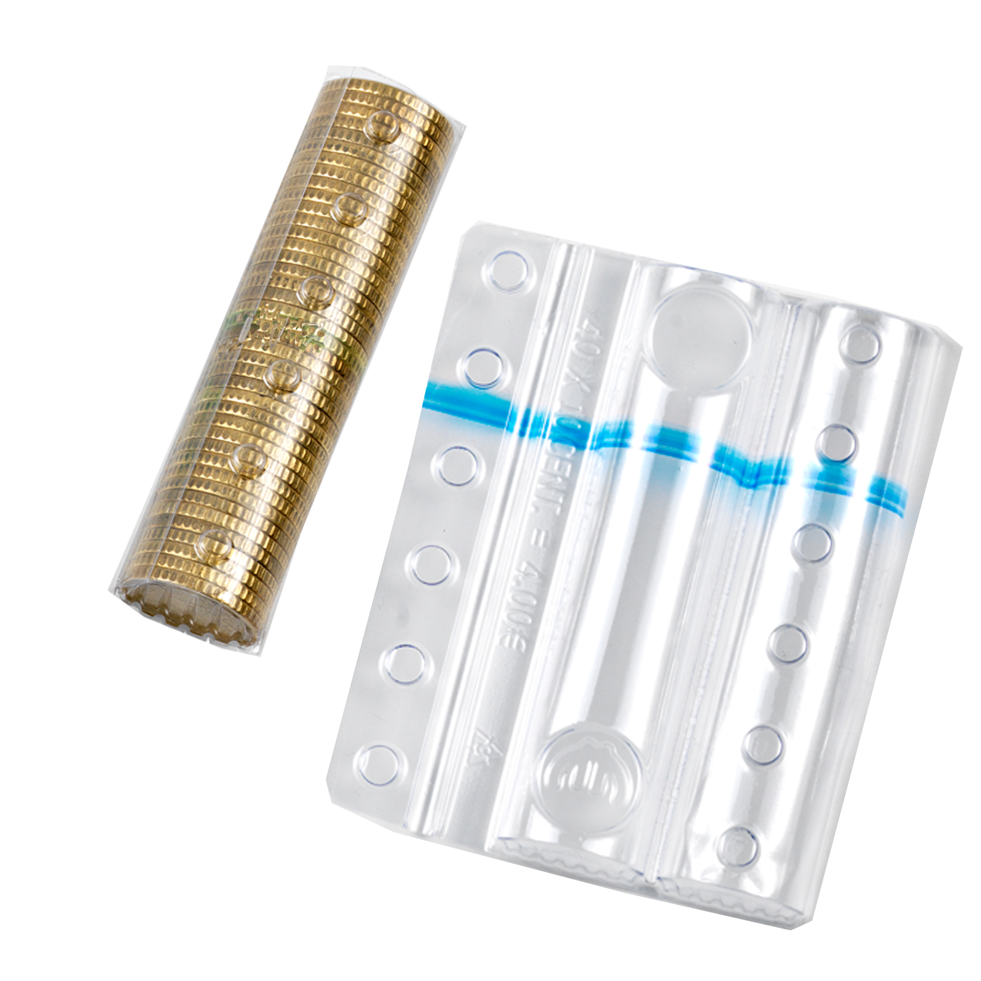 Blister portamonete da 10 cent con fascia blu in pvc trasparente 8028422780036