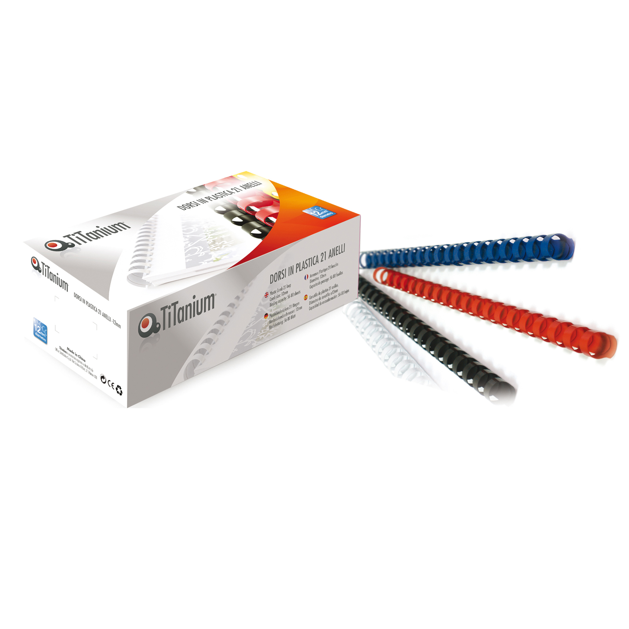 Dorsi spirale in plastica rosso 10mm 21 anelli scatola 100 pezzi 8025133097682