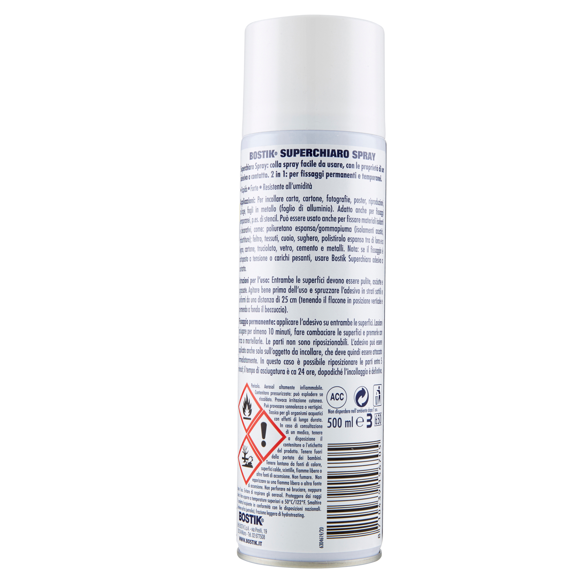 Bostik  Superchiaro Colla Spray - removibile/permanente - 500 ml - trasparente - Bostik