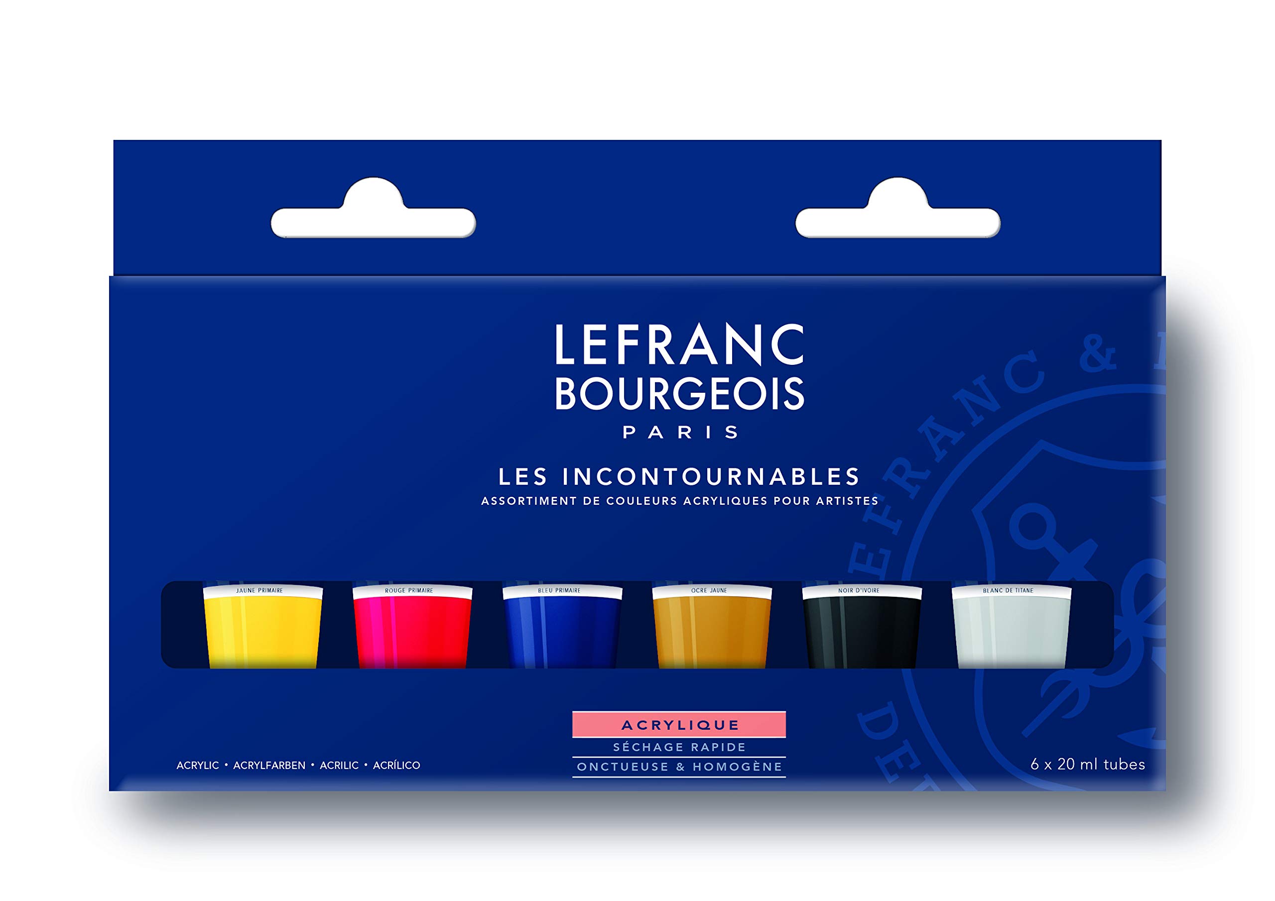 Vernice Acrilica fine in tubetto 20 ml - Lefranc Bourgeois - colori assortiti Conf. 6 pezzi - 300342