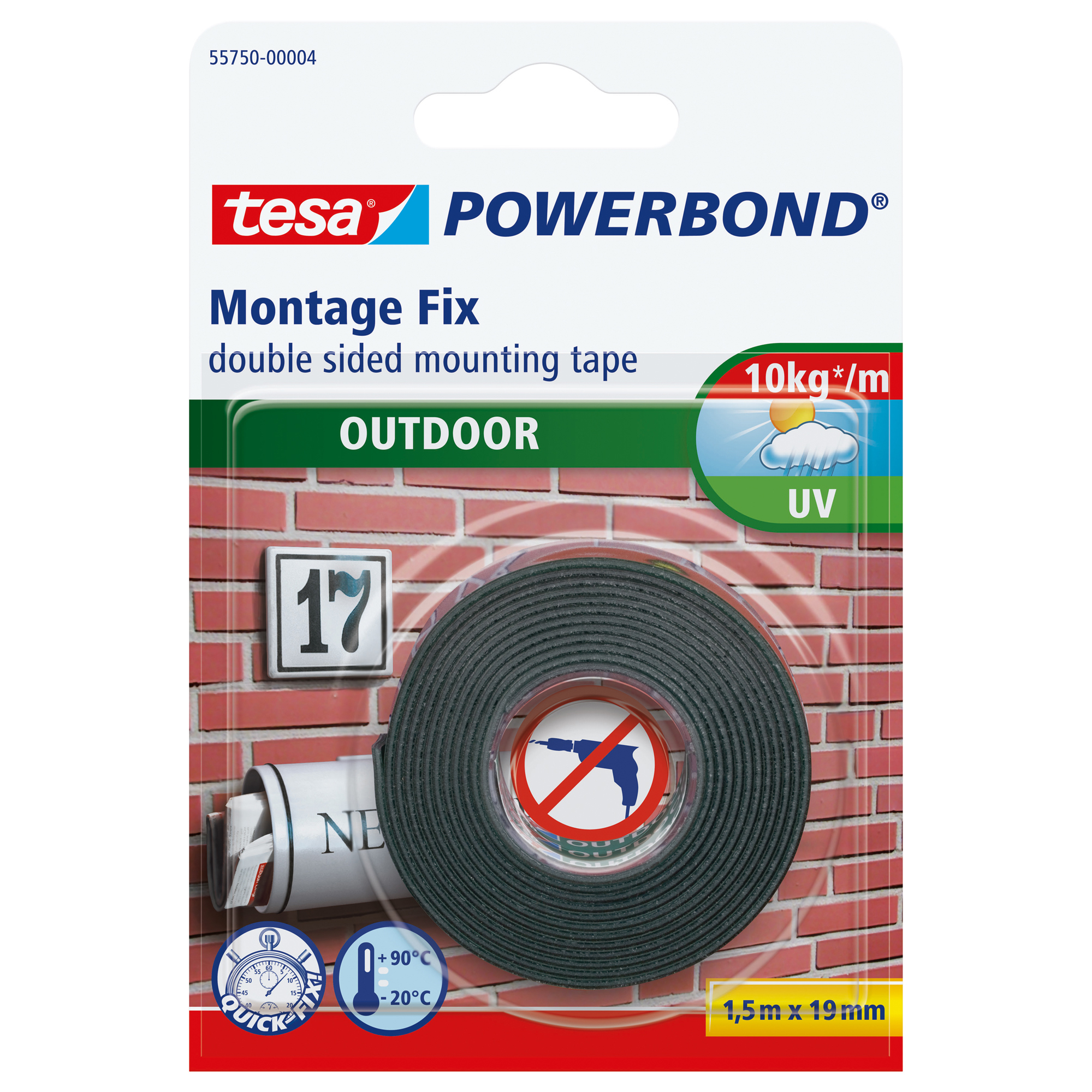 Tesa powerbond nastro biadesivo 19mmx1.5mt bianco esterno resistente 4042448846976