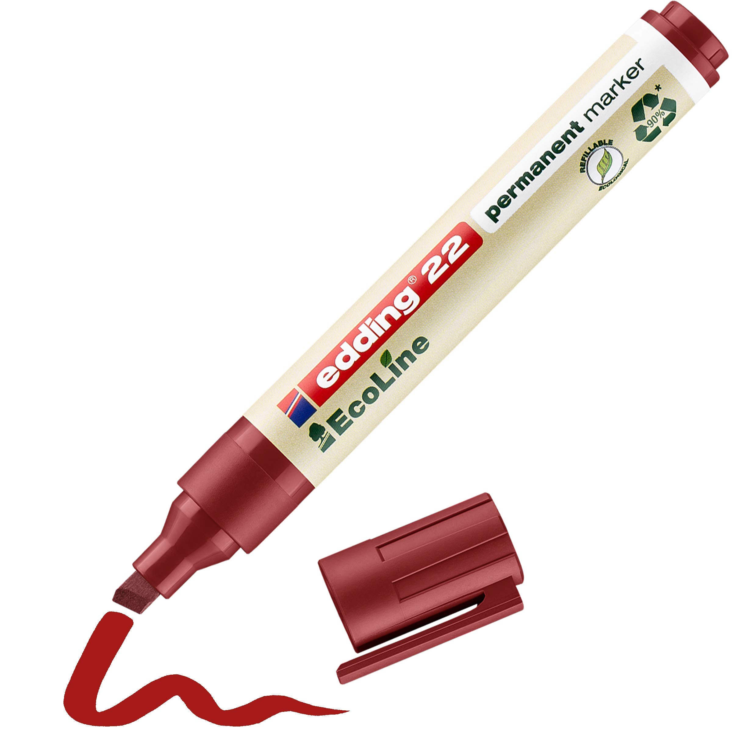 Marker Edding 22 ecologico permanent punta scalpello rosso