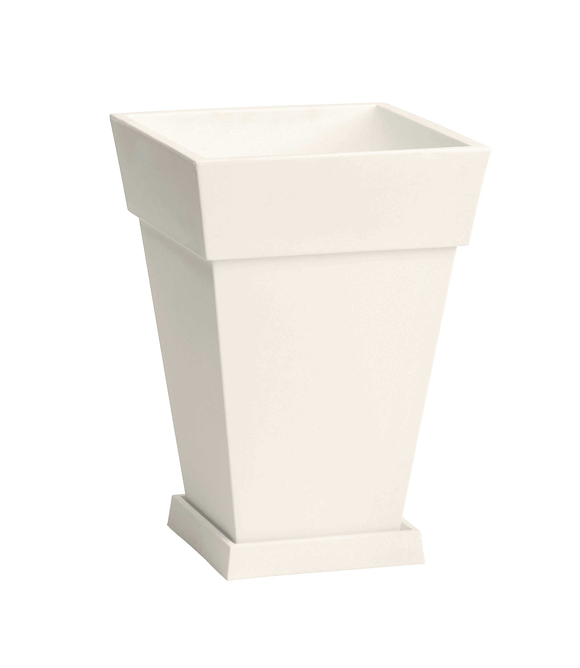 Vaso quadrato con fascia cm.37x37 h.52 bianco