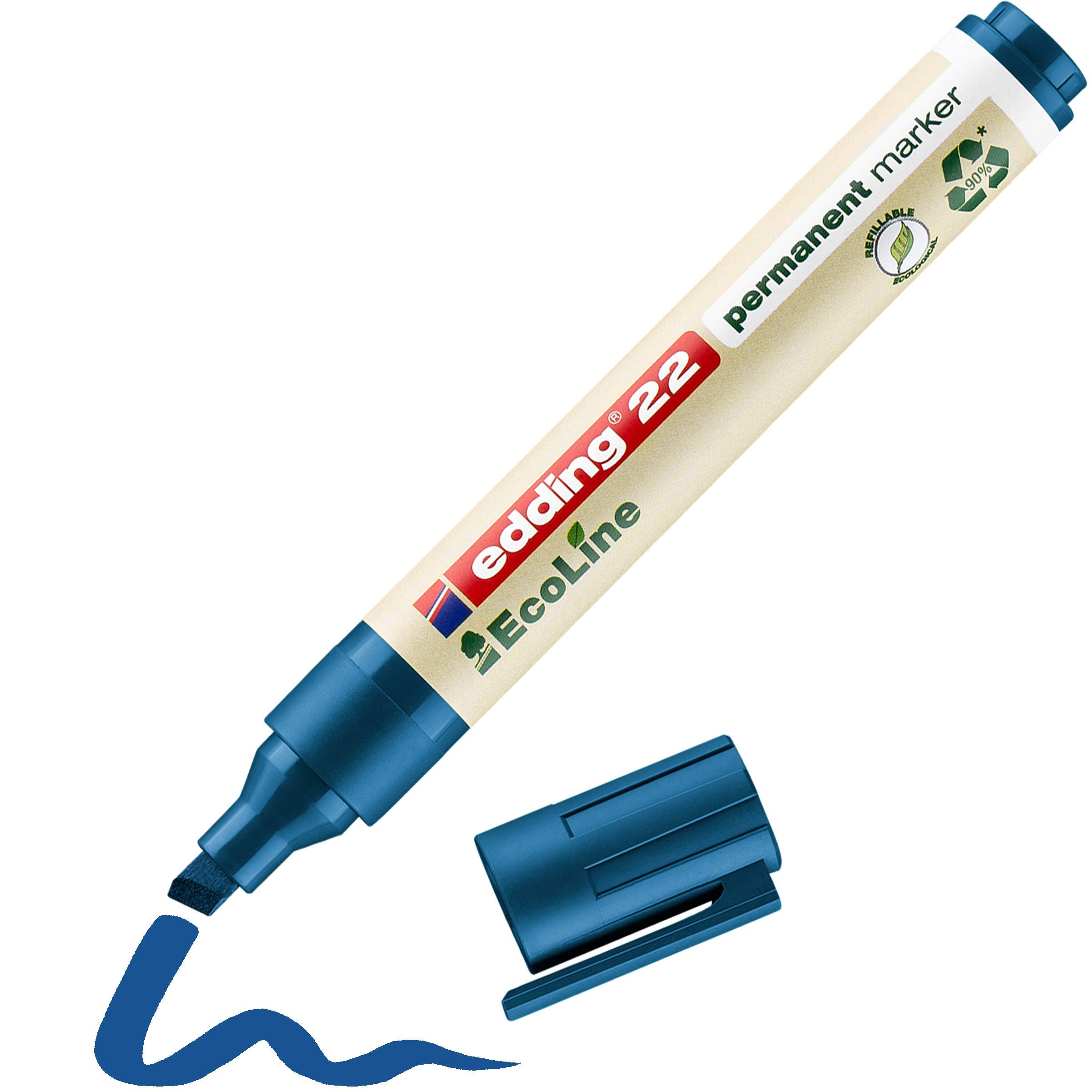 Marker Edding 22 ecologico permanent punta scalpello blu