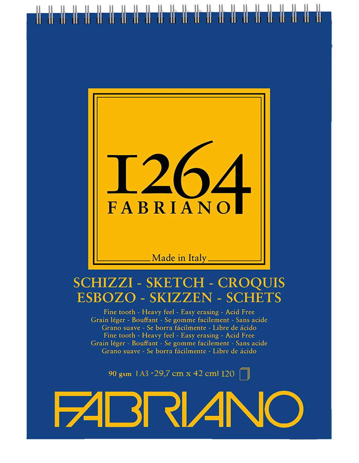 Blocco Fabriano 1264 schizzi A3 gr.90 fg.120 spirale lato corto