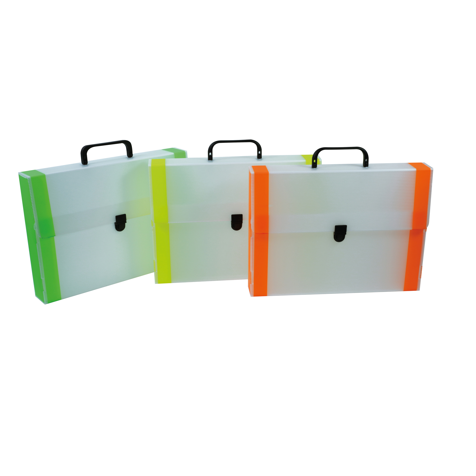 Valigetta polionda bianca con bordi fluo e chiusure in nero 8004428021663