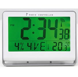Orologio digitale lcd bianco 20x15cm radiocontrollo sveglia 23129710013924
