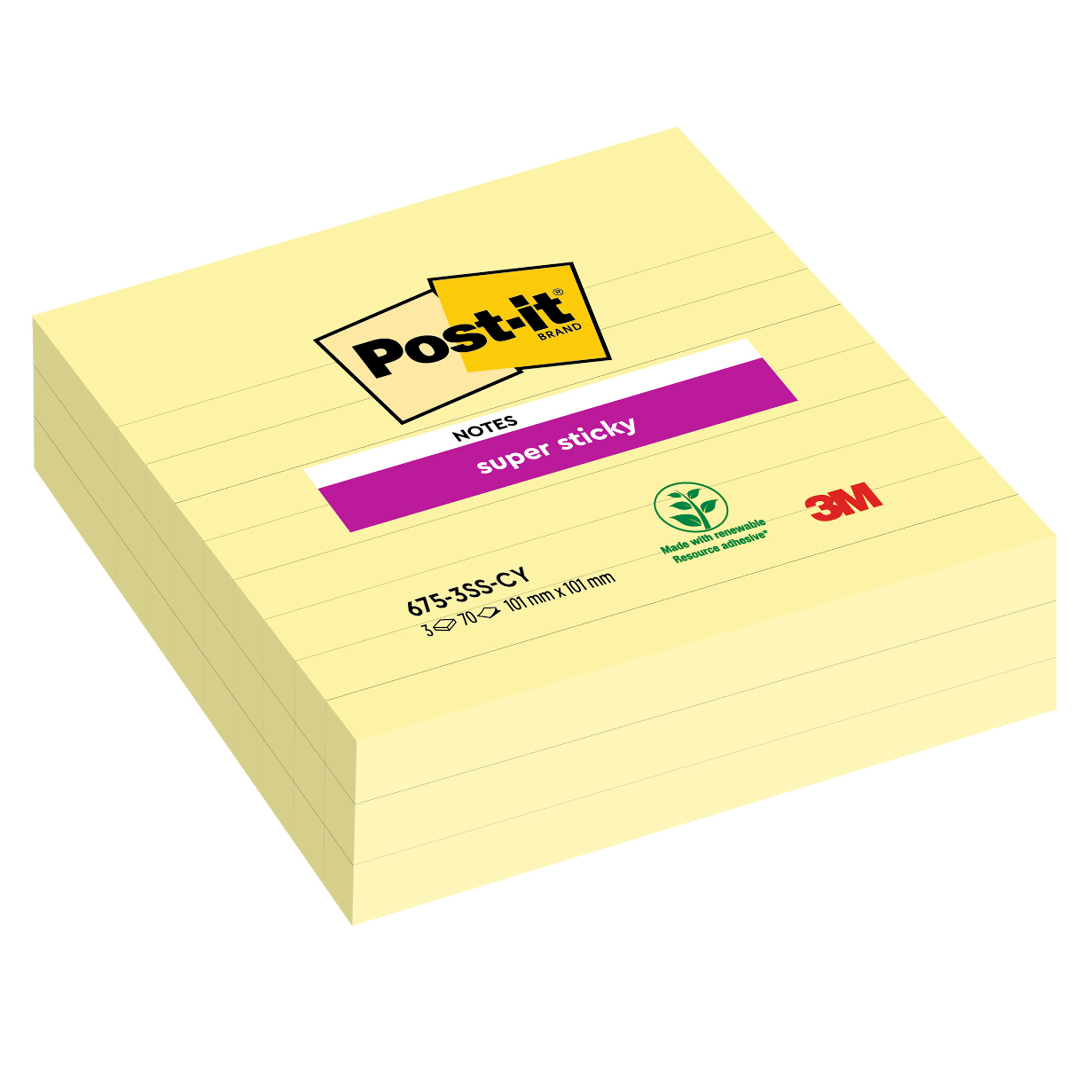 Blocchi foglietti adesivi super sticky giallo canary 101x101 mm 051141998817