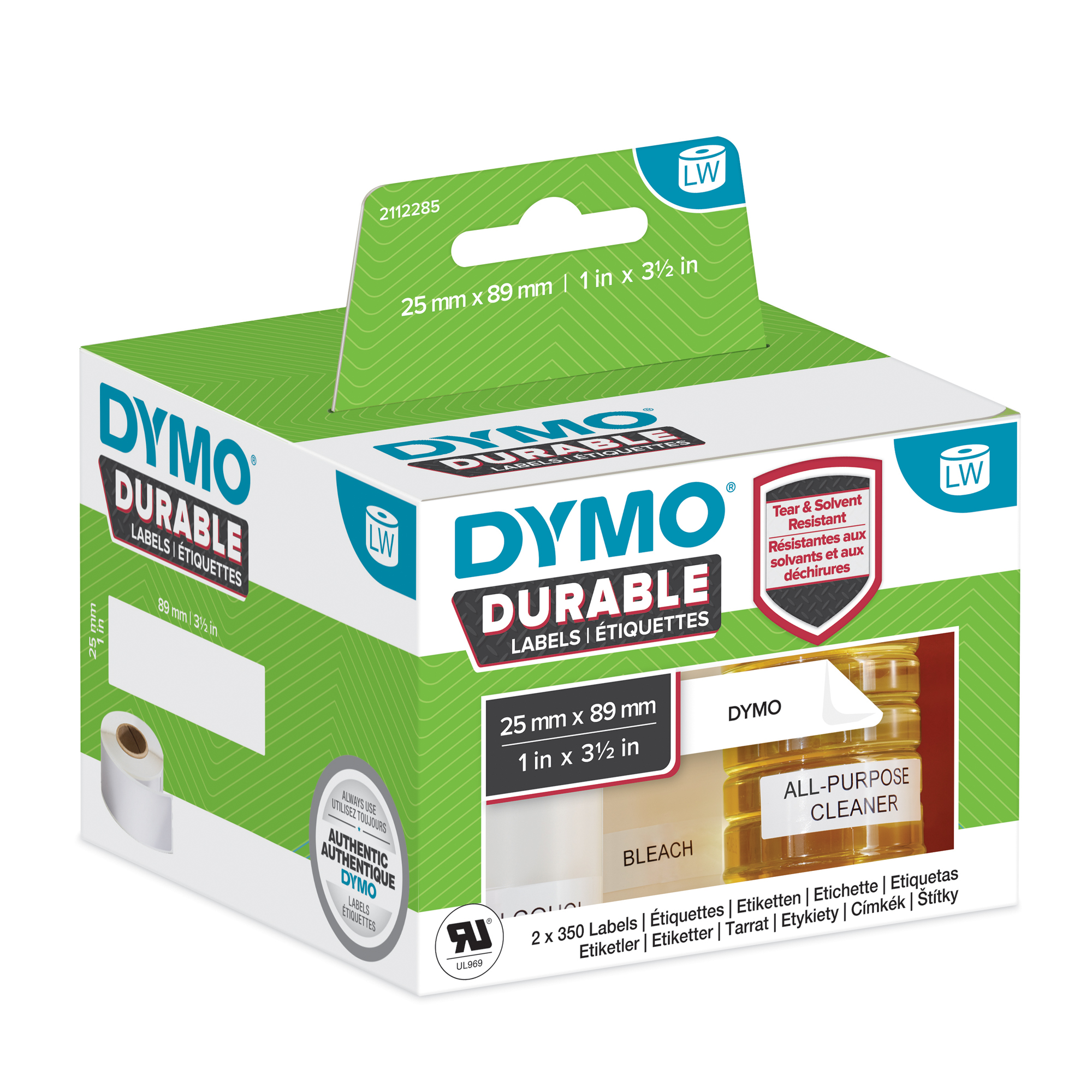 Etichette dymo bianche 25x89 mm resistenti permanenti 3026981122859
