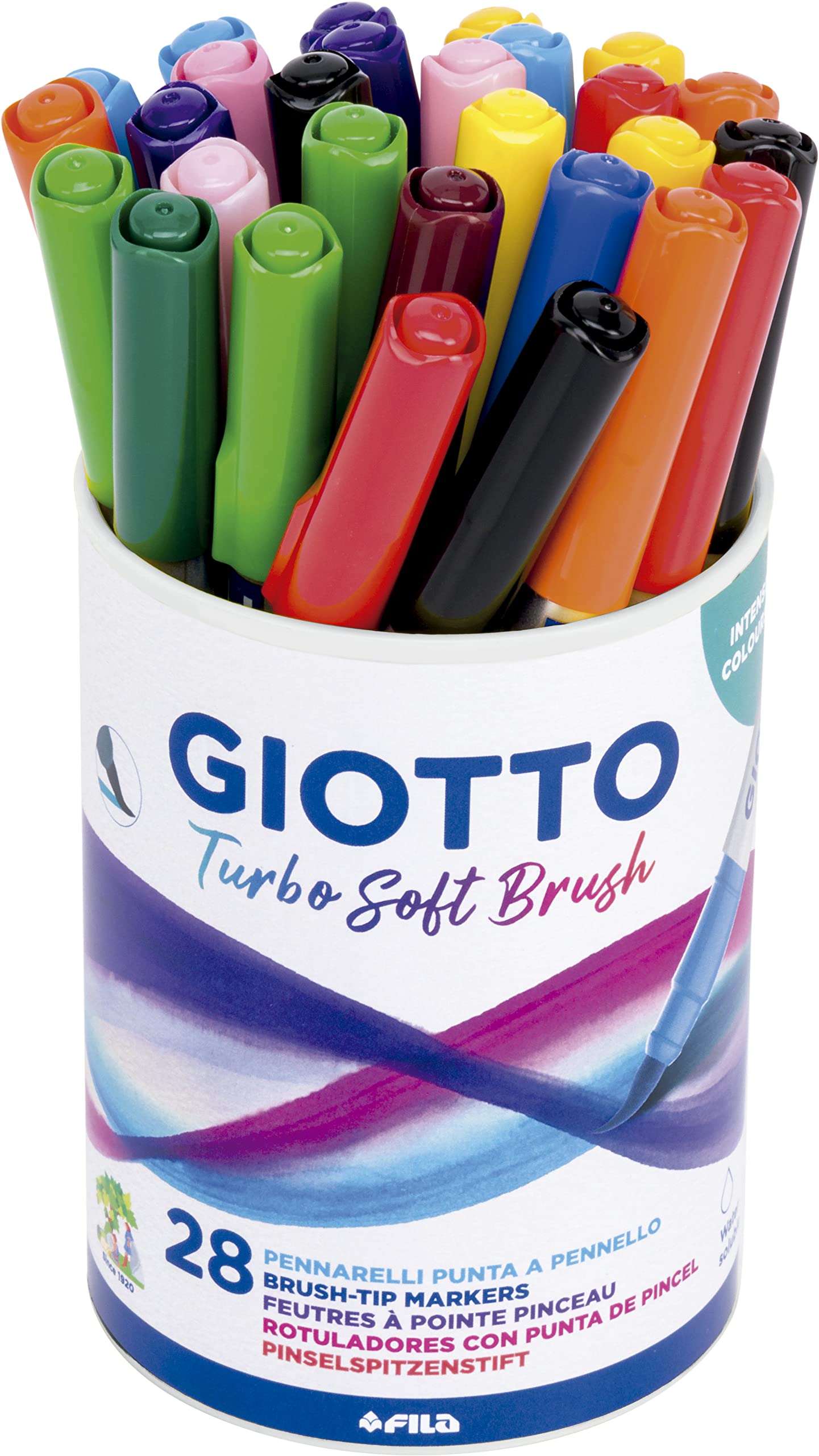Barattolo 28 pennarelli Giotto turbo soft brush