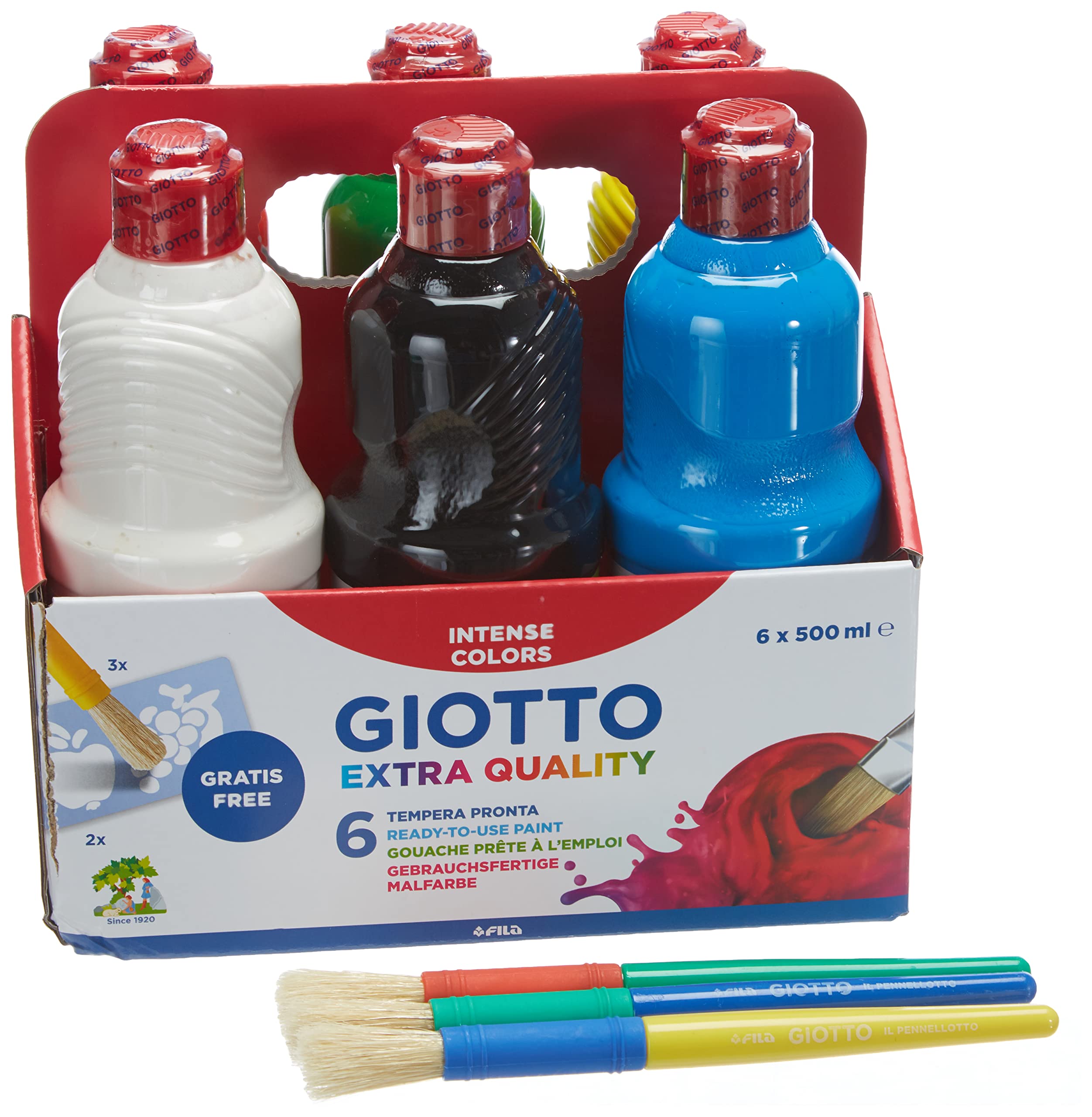 Tempera Giotto pronta 500 ml colori assortiti 6 flaconi