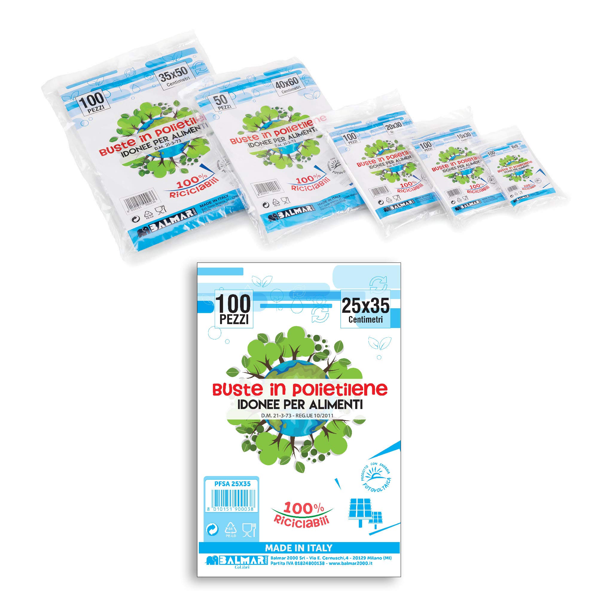 Buste polietilene 25x35 pz.100