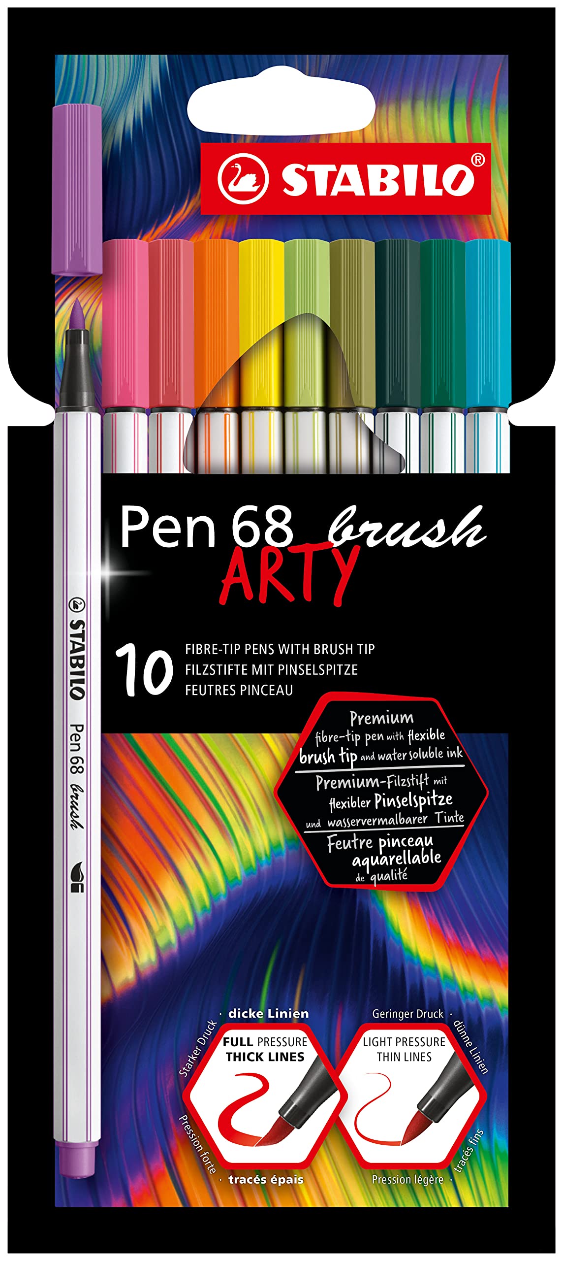 Pennarelli stabilo pen 68 brush arty line colore assortito in astuccio 4006381584111