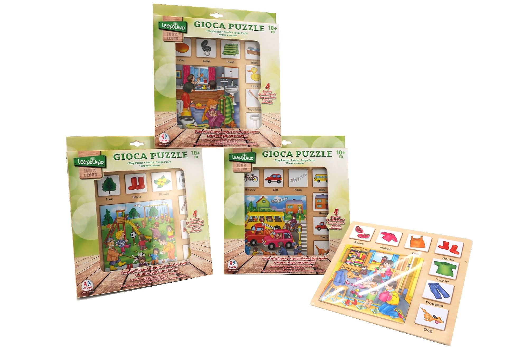 Puzzle in legno 22,5x22,7x0,5 cm 4 modelli