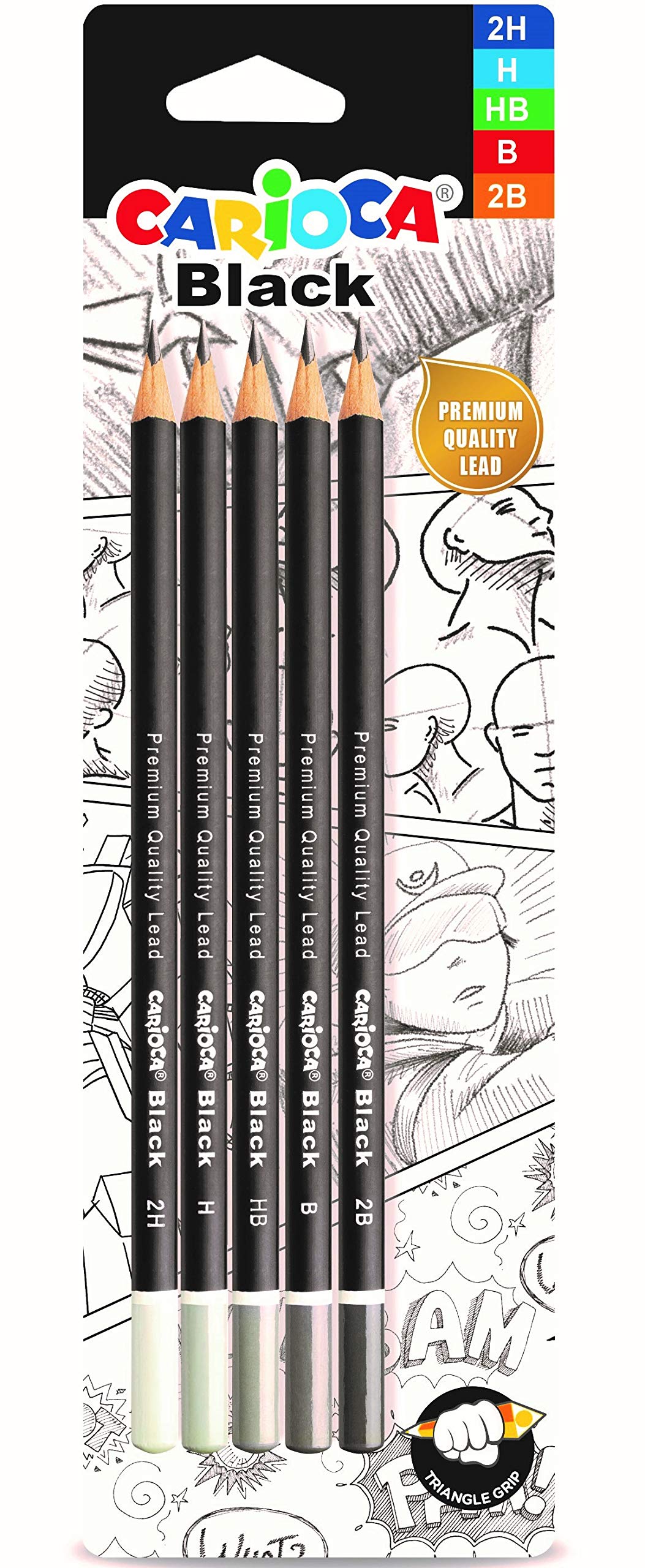 Bl. 5 matite black Carioca gradazioni assortite + gomma