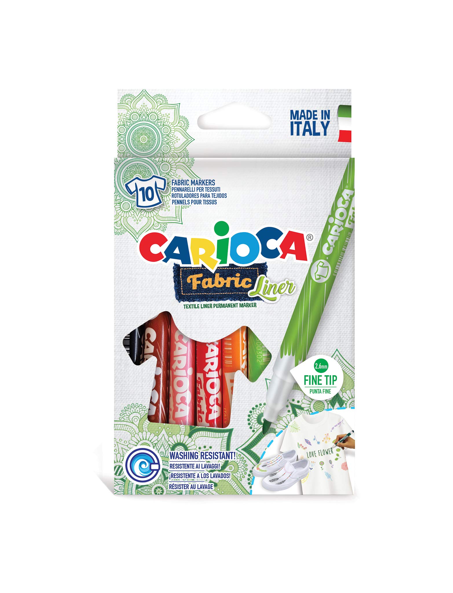 Pennarelli Carioca punta fine fabric per tessuto pz.10