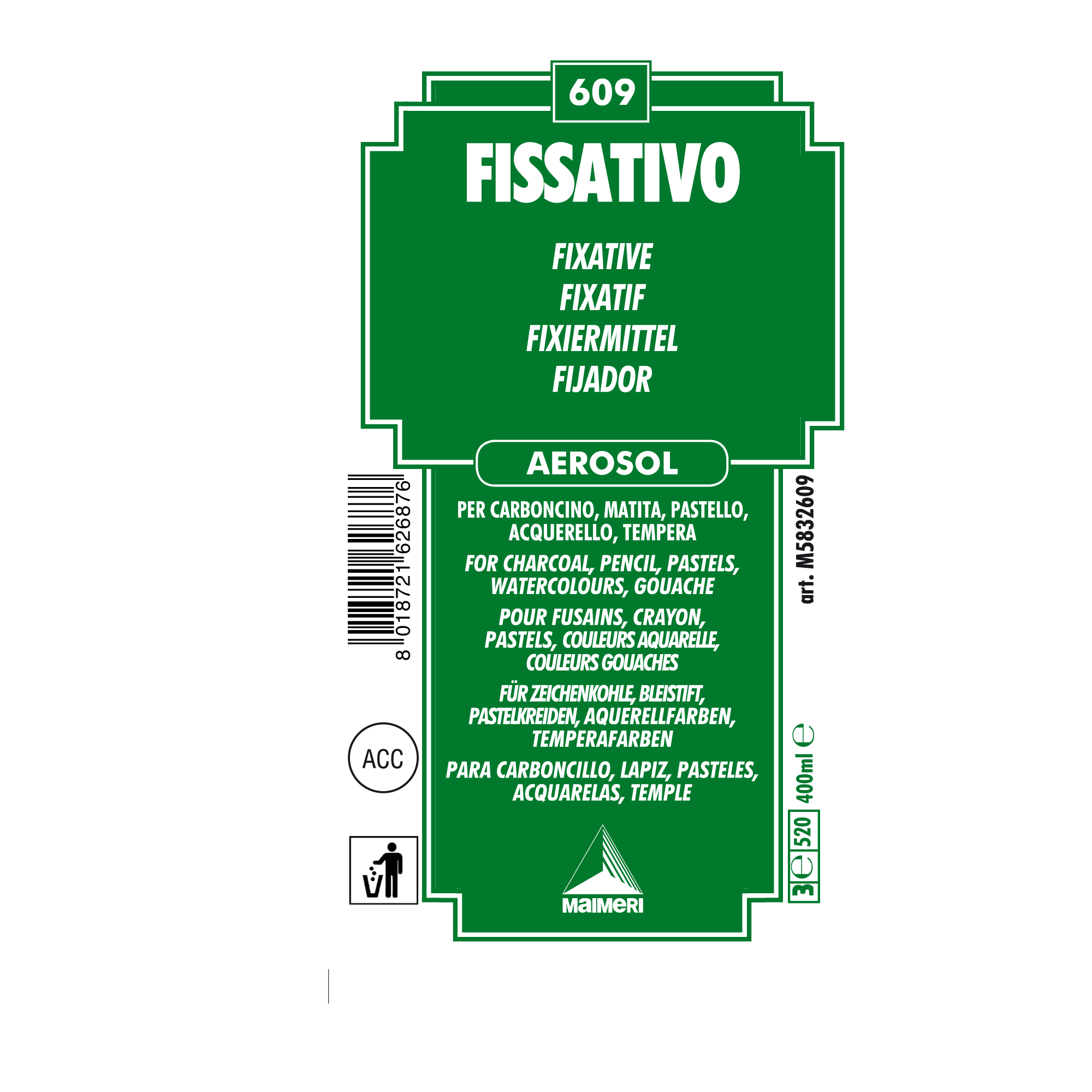 Fissativo spray maimeri 400ml protegge tempere e disegni belle arti 8018721828379