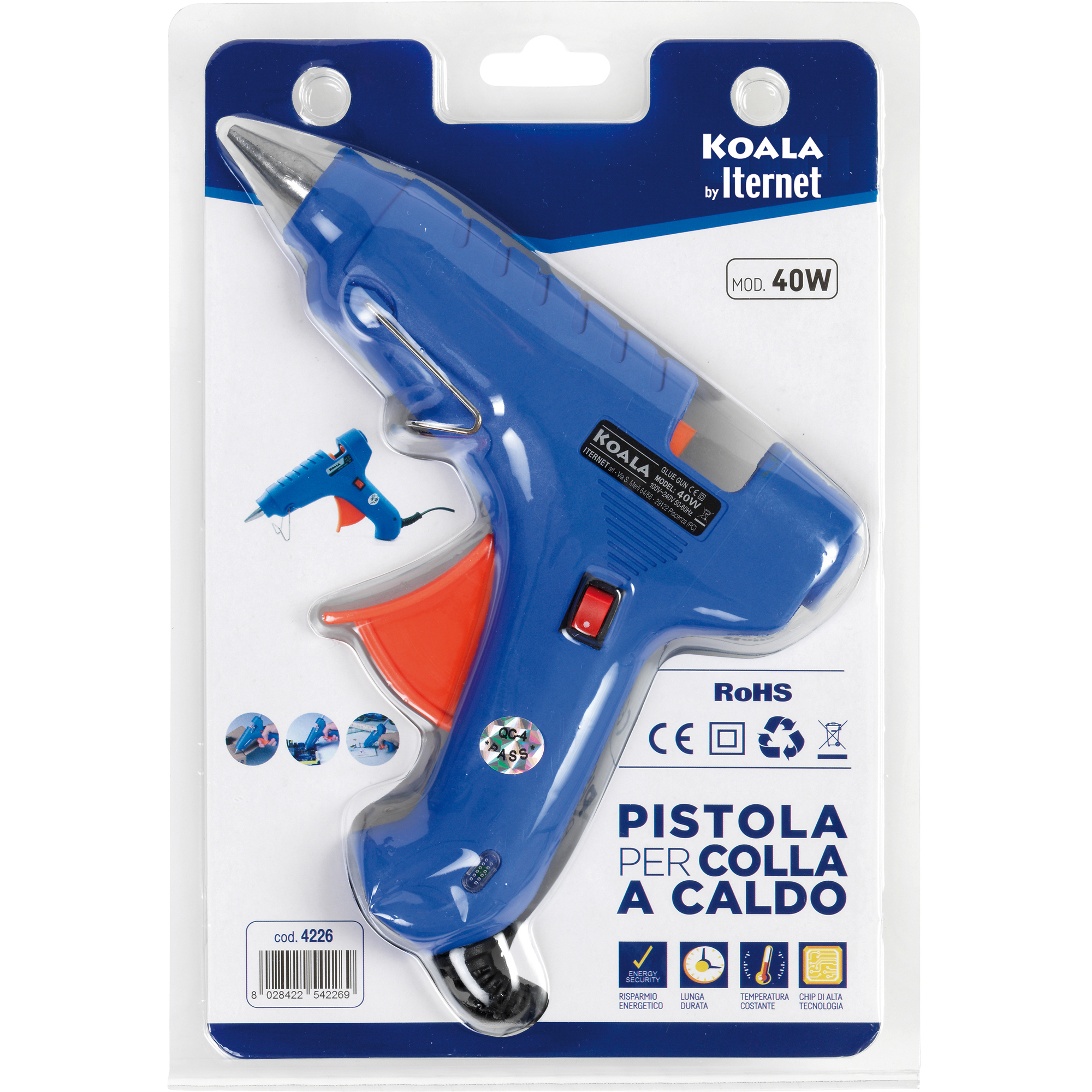 Pistola a caldo elettrica 40w koala imballo e spedizione accessori 8028422642266