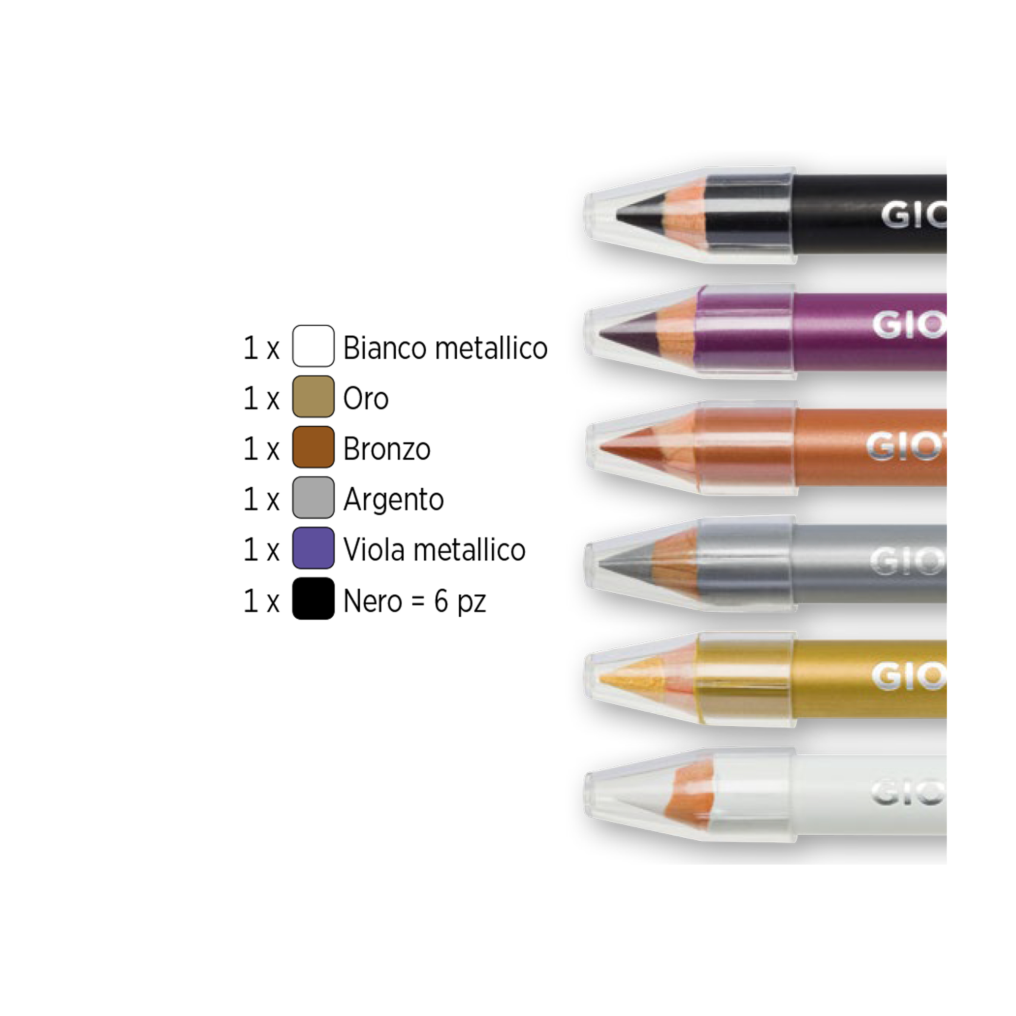 Matite cosmetiche Make Up - mina diam. 6,25 mm - colori metal - Giotto - conf. 6 pezzi
