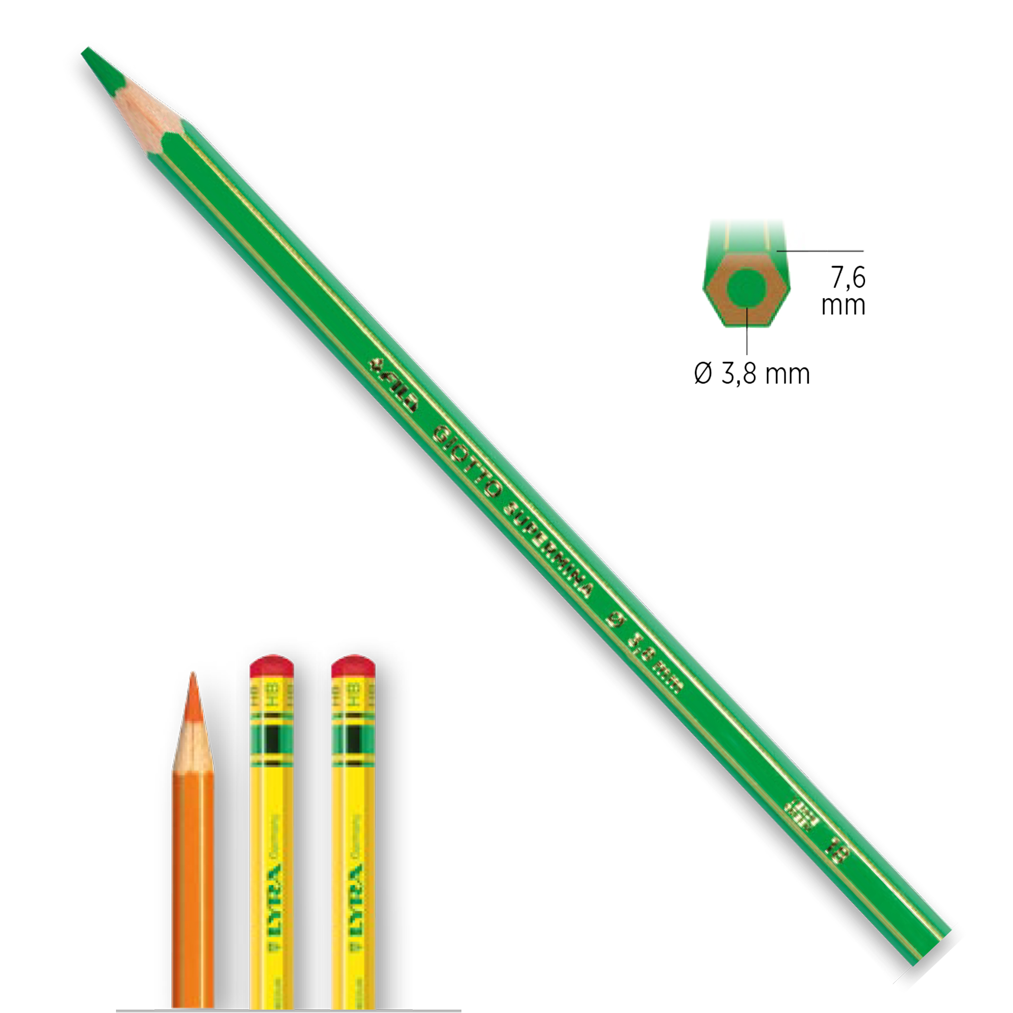 Pastello Supermina - mina 3,8 mm - con 2 matite HB / 2B - Giotto - astuccio 18 + 2 pezzi