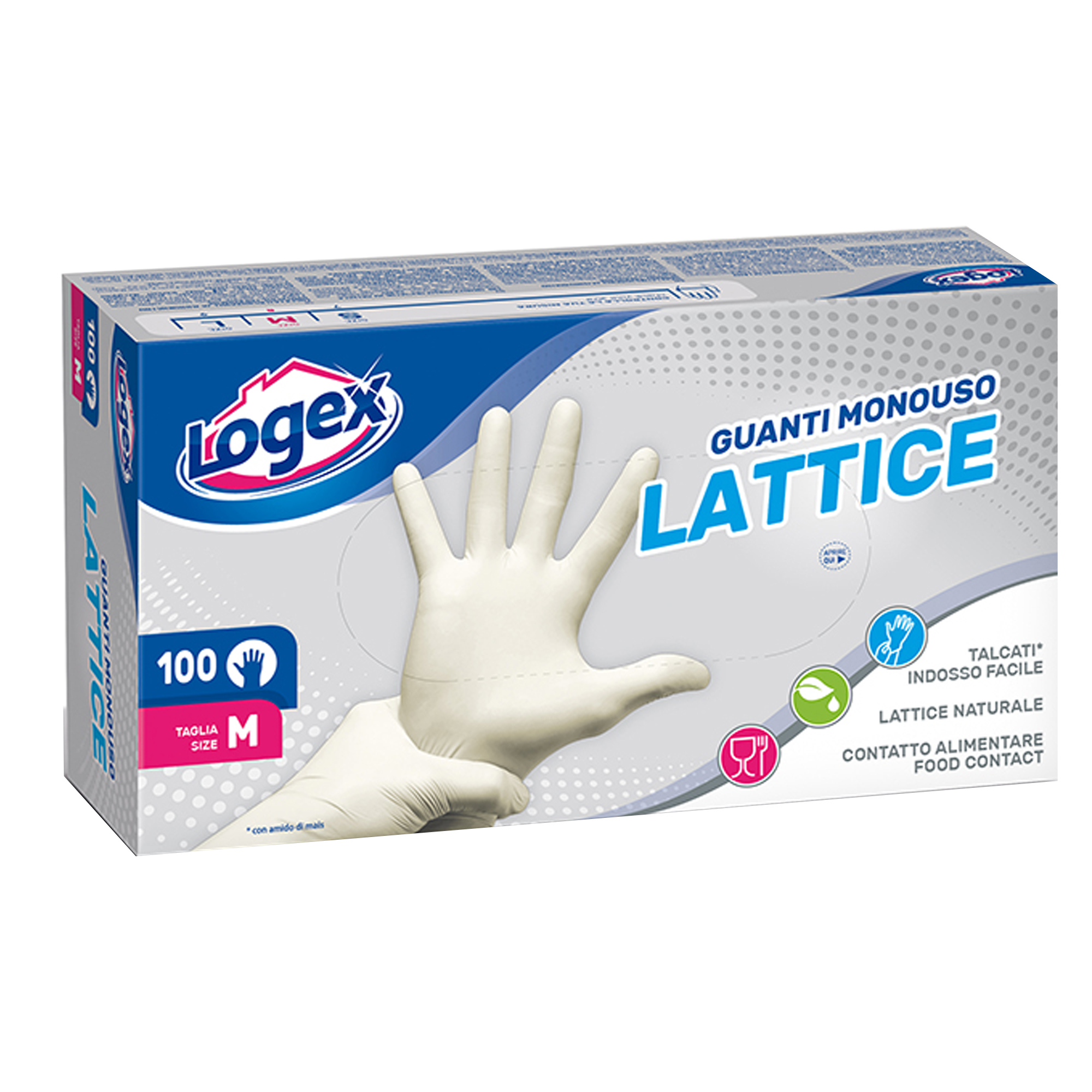 Guanti monouso lattice taglia media certificati ce logex professional 08003350521319