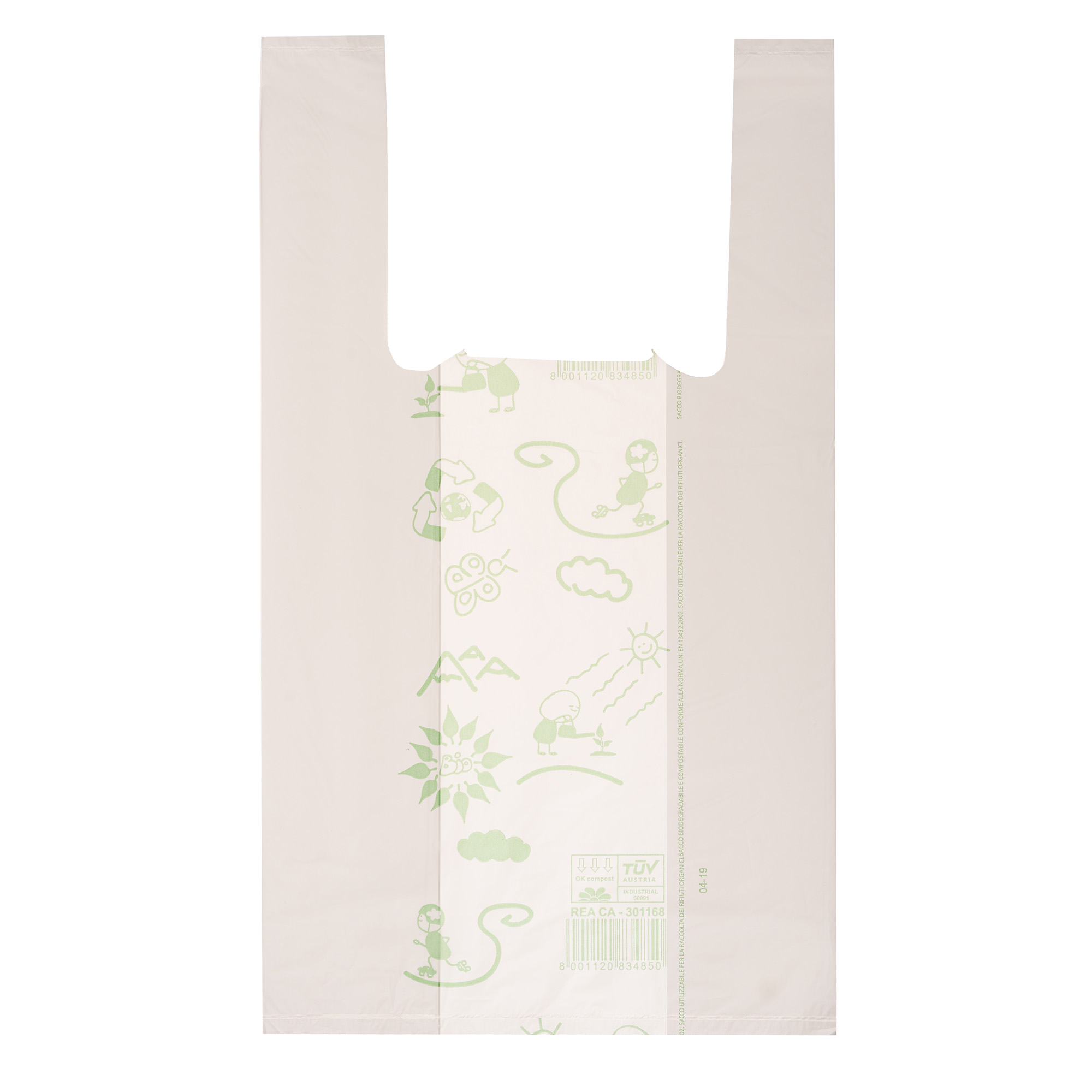 Shopper bio 22x40cm bianco biodegradabile compostabile 8054154230228
