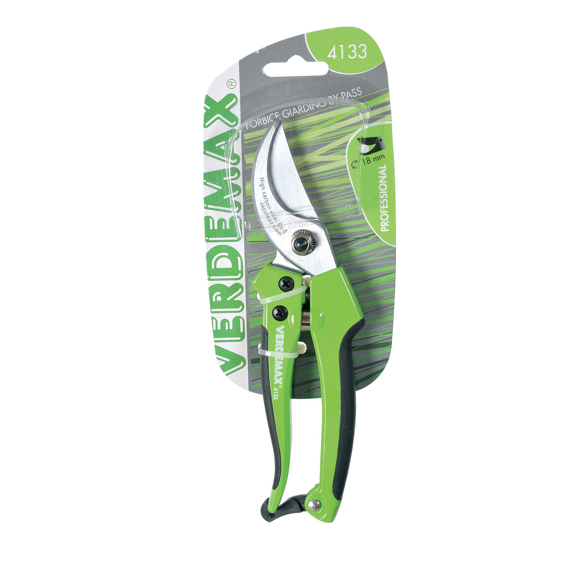 Forbici da giardino verdemax by-pass lama carbonio 20cm 18015358041338