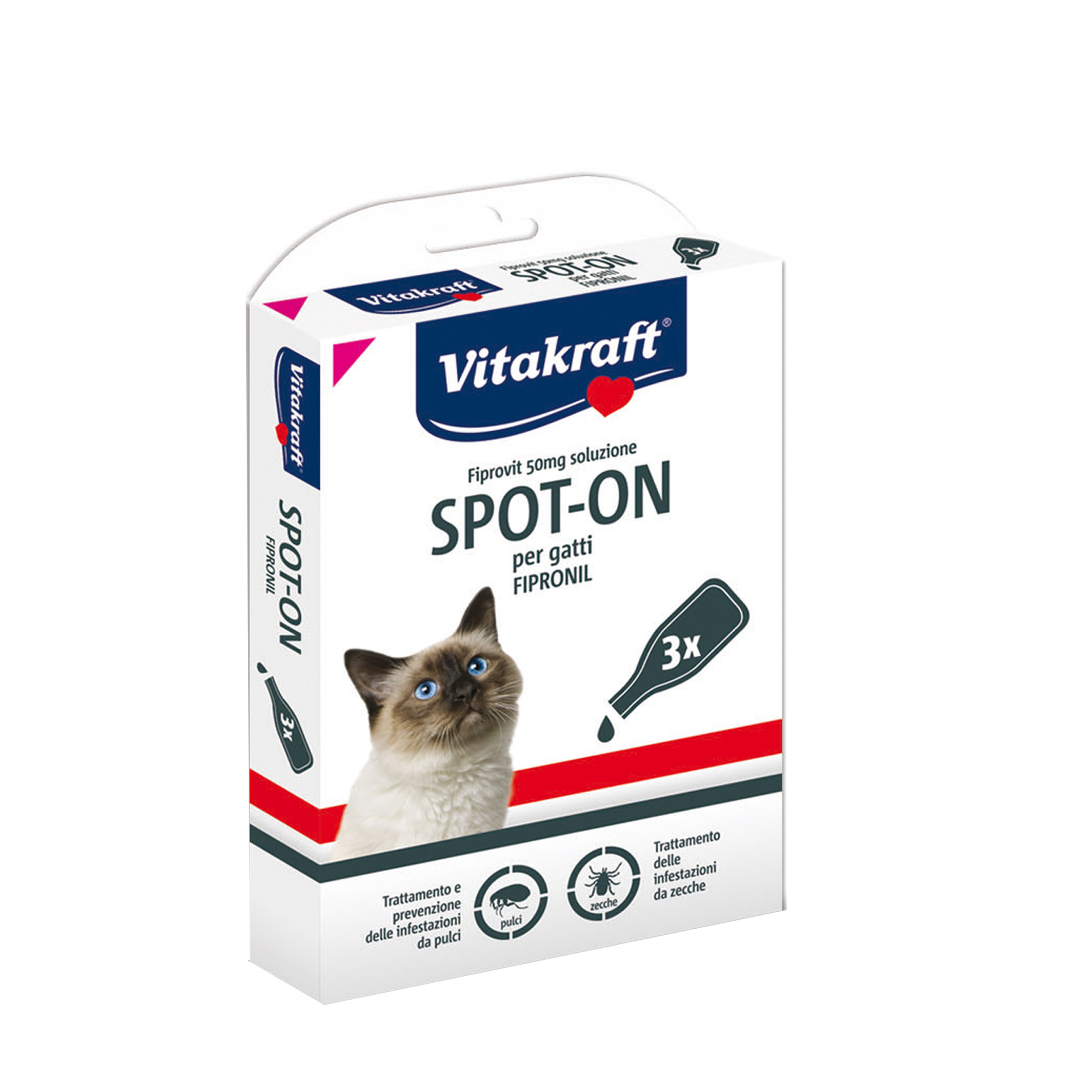 Soluzione anti pulci e zecche spot on per gatti da 1kg vitakraft 8711231373536