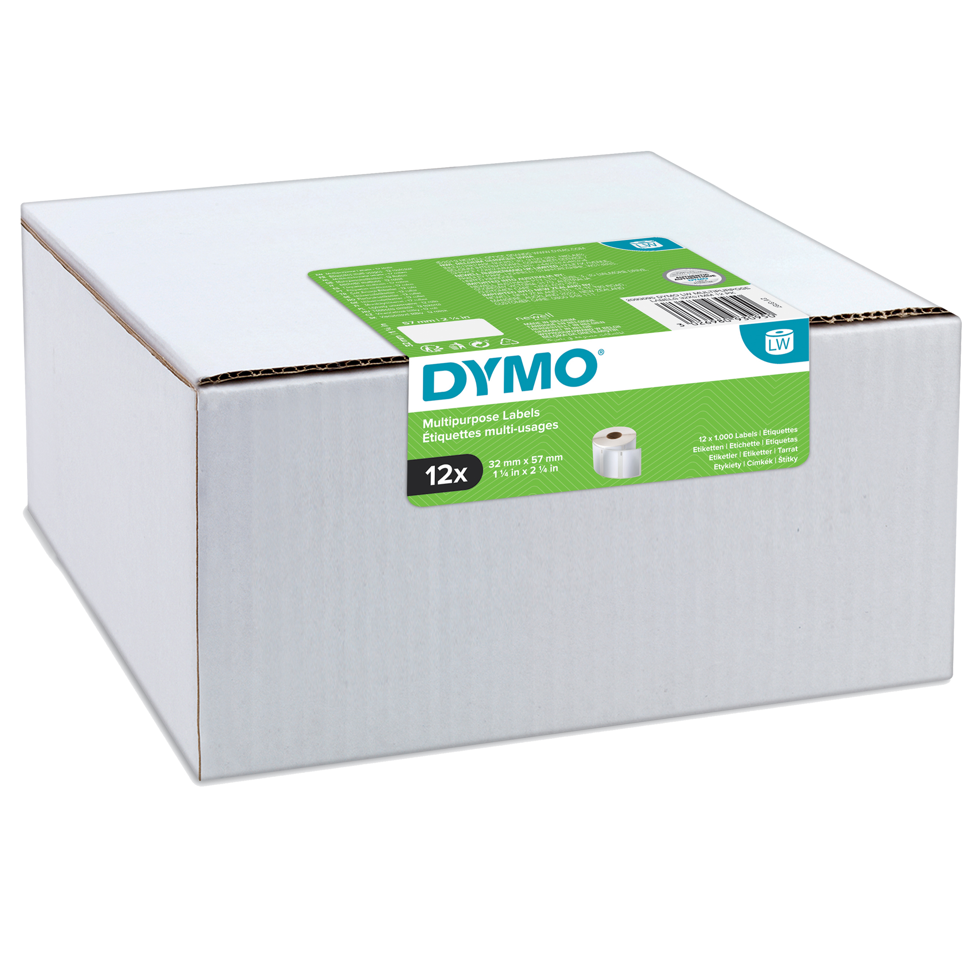 Rotolo etichette multiuso - 57 x 32 mm - bianco - 1000 etichette / rotolo - Dymo - value pack 12 pezzi