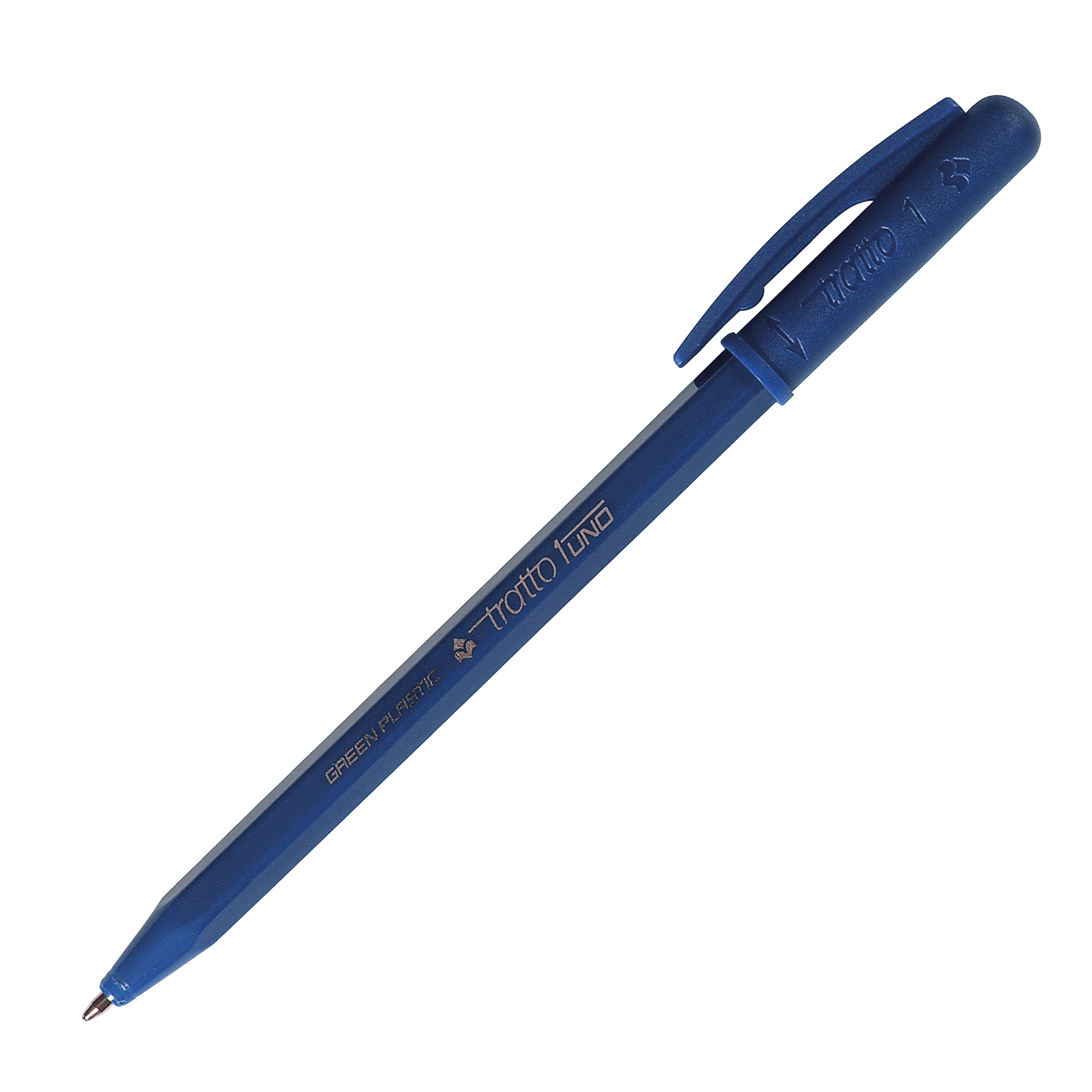 Penna sfera tratto uno green punta media blu plastica riciclata 1mm 8000825044113