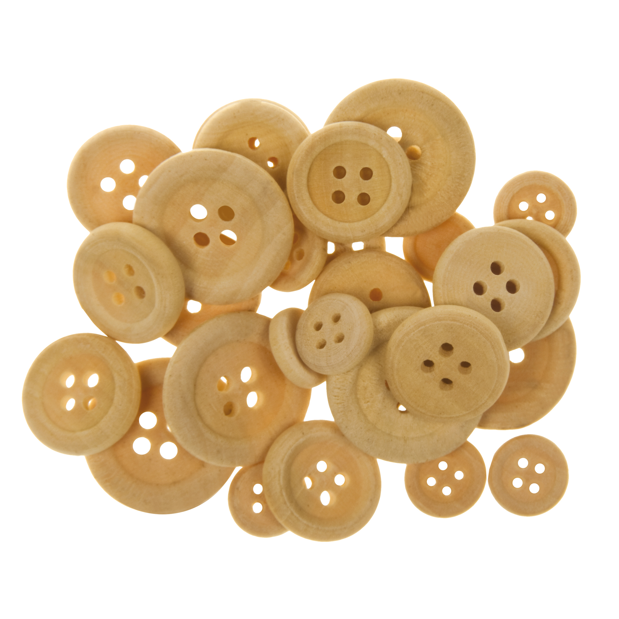 Bottoni - legno naturale - Deco - conf. 30 pezzi