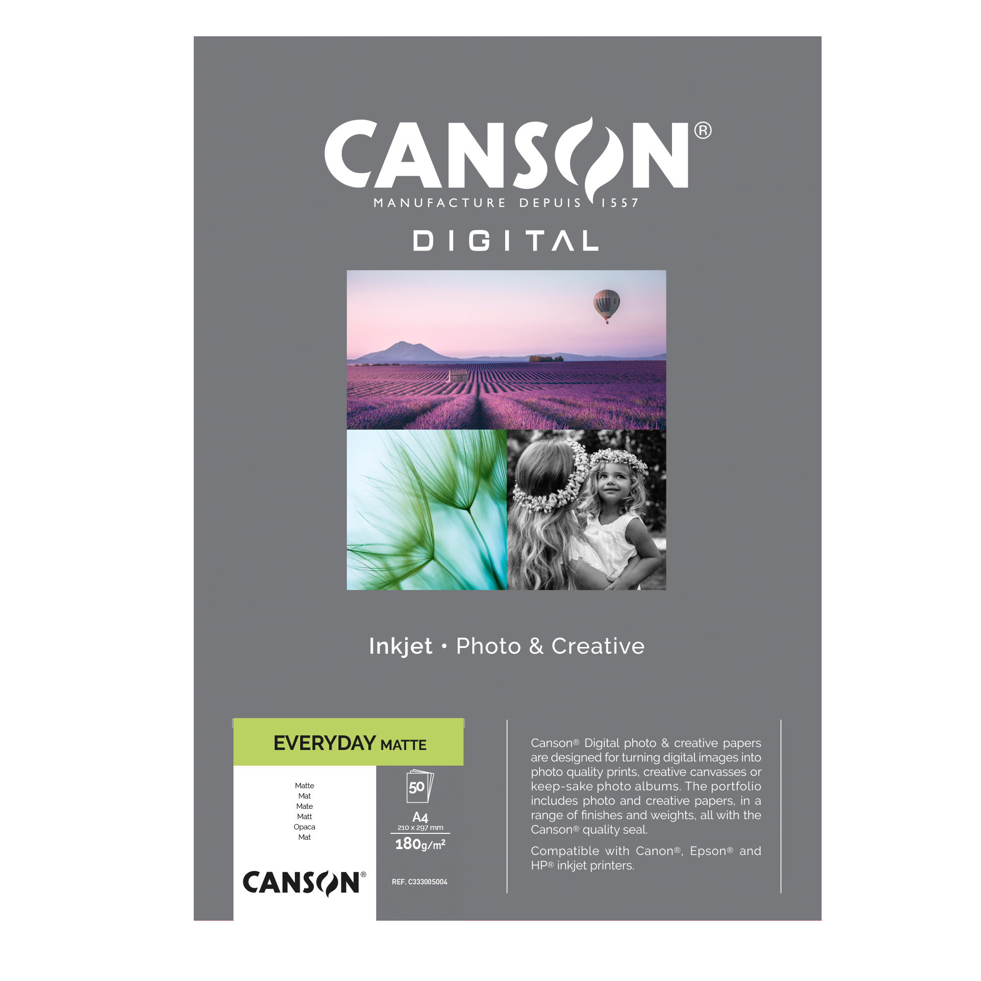 Carta Inkjet Everyday - A4 - 180 gr - 50 fogli - opaca - Canson