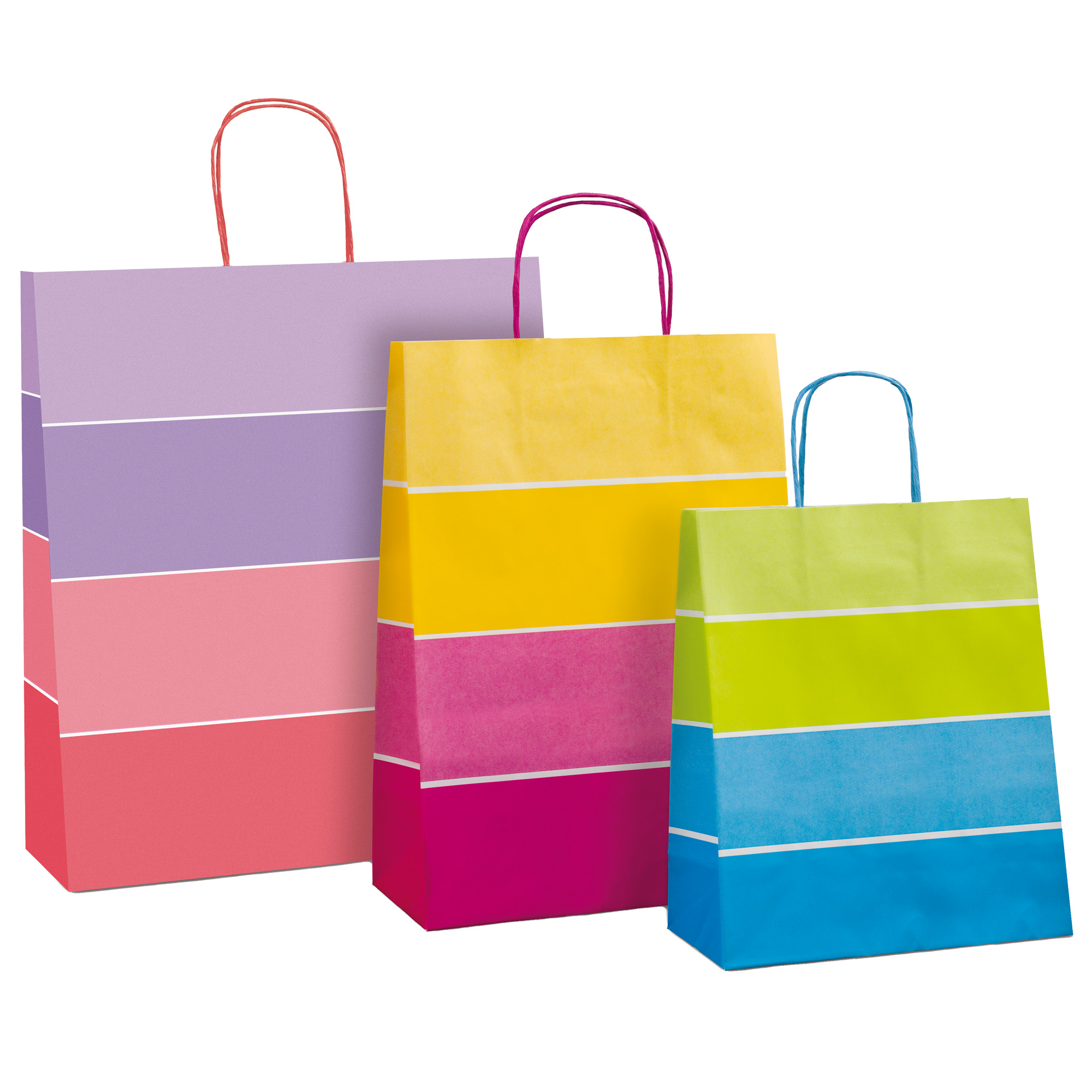 Shopper bicolor - con manici - carta ritorta - 22 x 10 x 2 cm - colori assortiti - Rex Sadoch