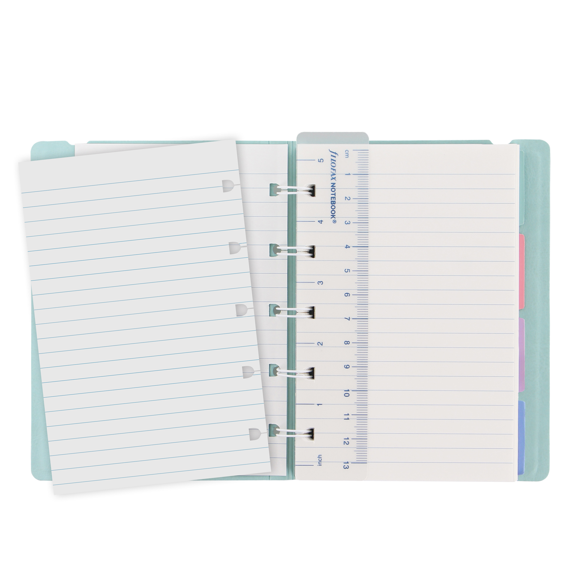 Notebook Pocket - con elastico - copertina similpelle - 144 x 105 mm - 56 pagine - a righe - verde pastello - Filofax