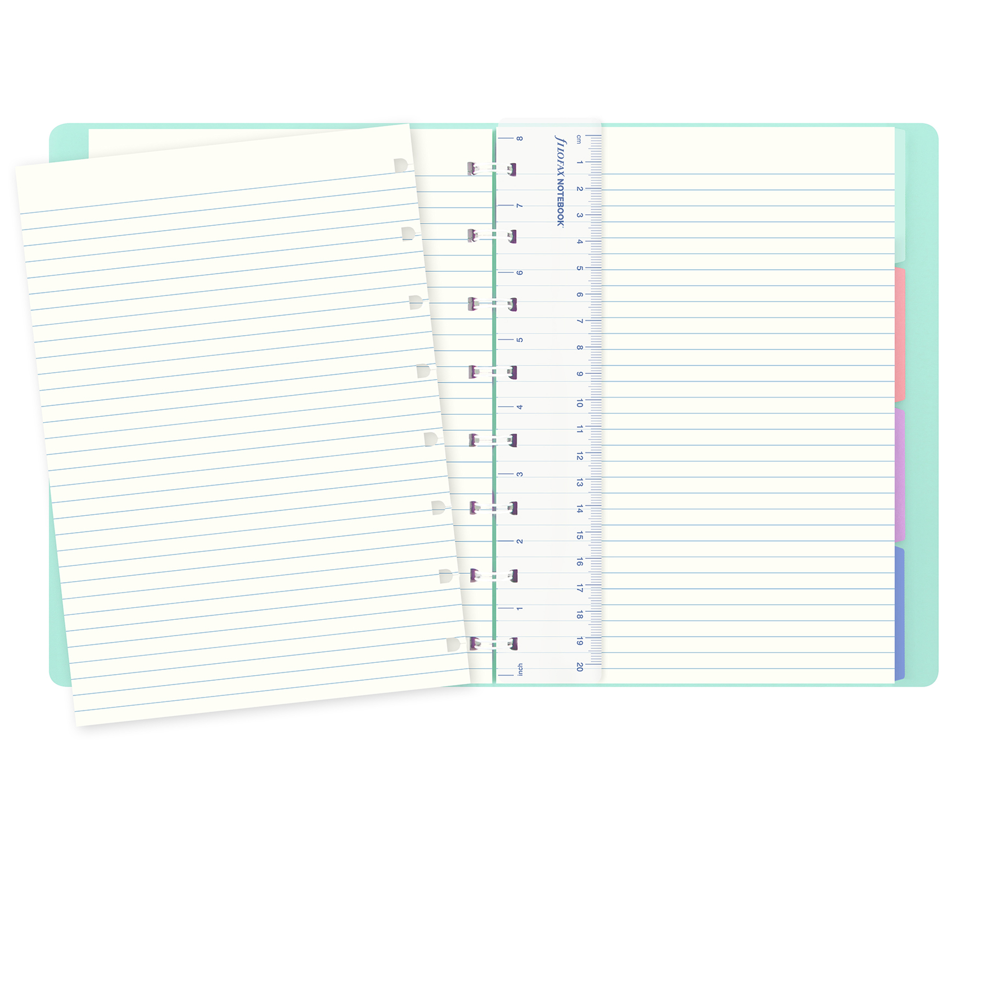 Notebook - con elastico - copertina similpelle - A5 - 56 pagine - a righe - verde pastello - Filofax