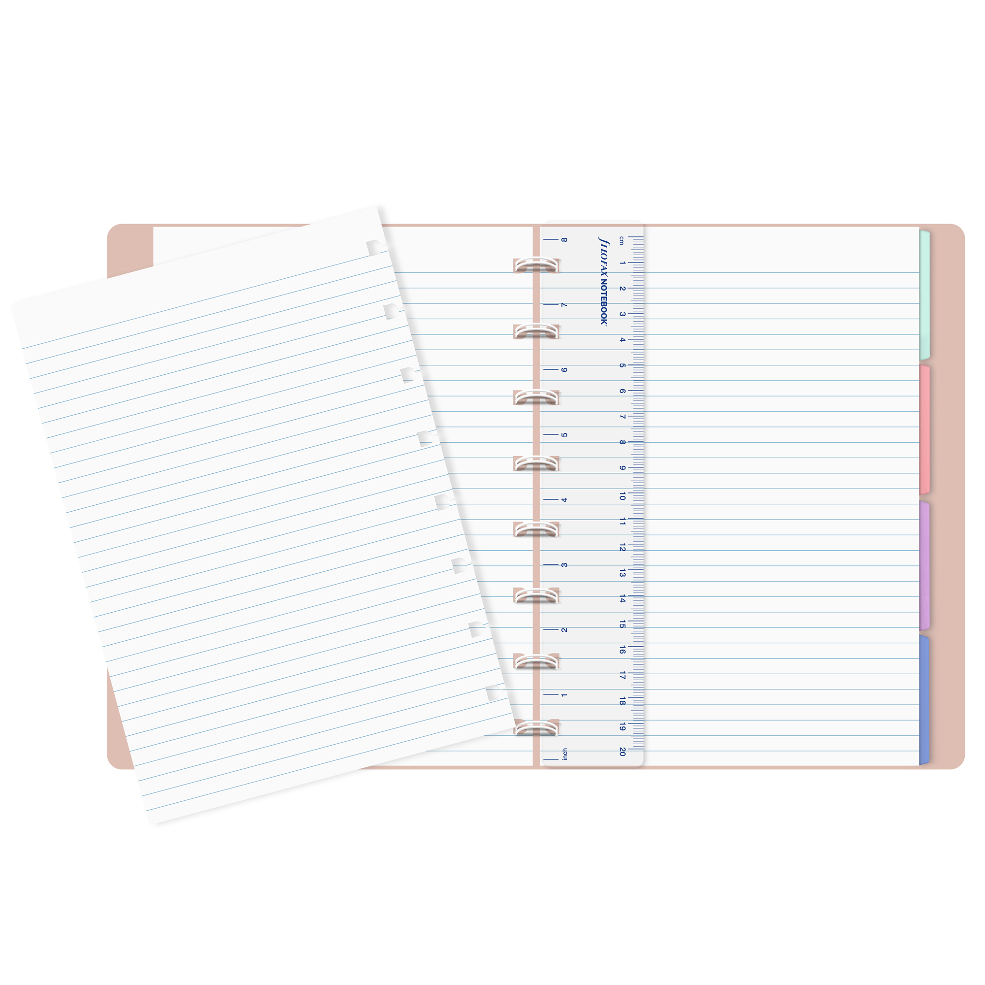 Notebook - con elastico - copertina similpelle - A5 - 56 pagine - a righe - pesca - Filofax